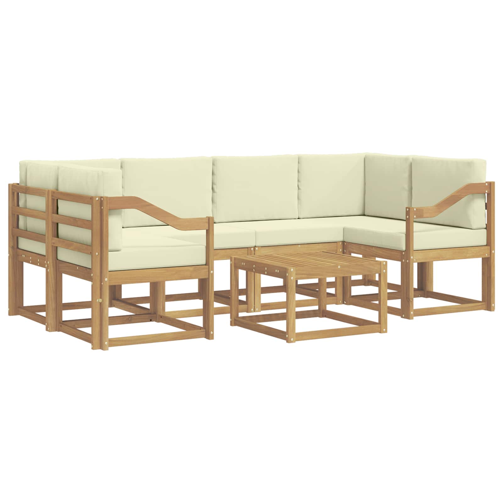 Outdoor-Sofagarnitur mit Kissen 7 pcs Weiß und Creme