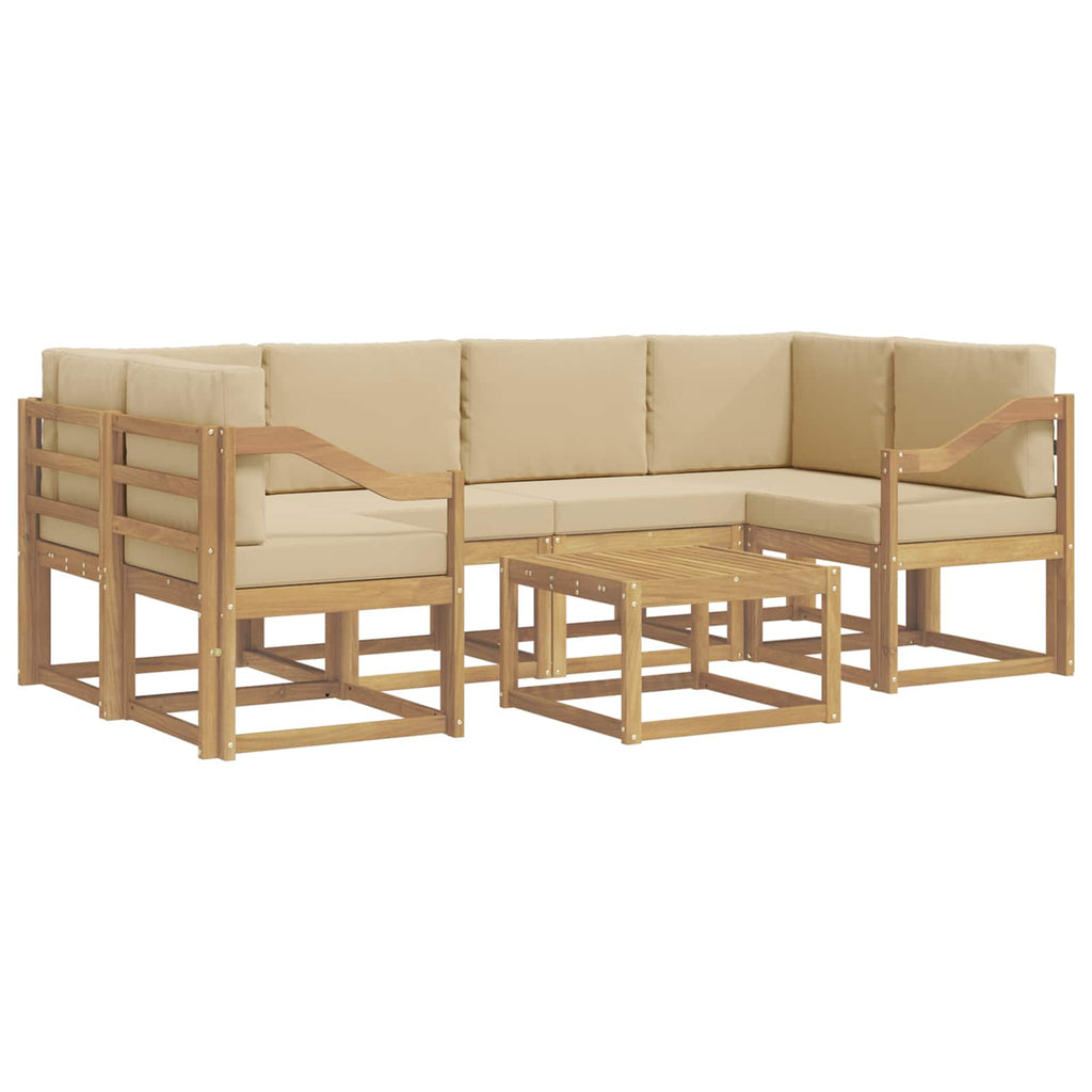 Outdoor-Sofagarnitur mit Kissen 7 pcs Weiß und Beige