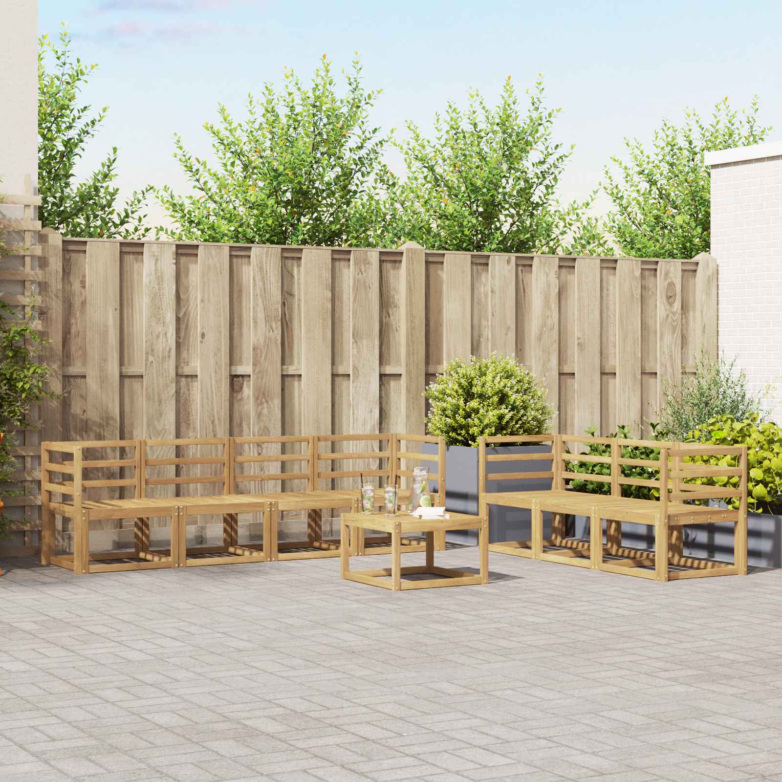 Outdoor-Sofagarnitur 8 pcs Weiß 59 x 59 x 37 cm