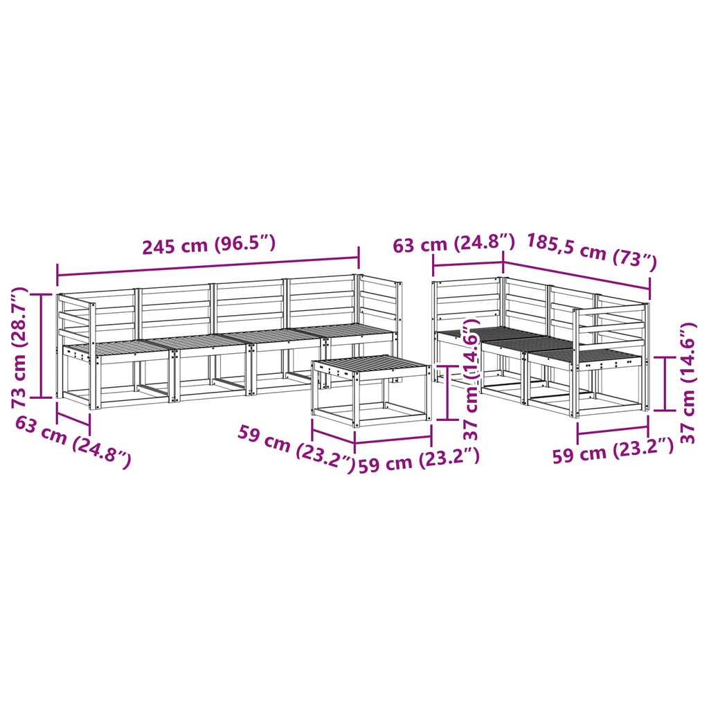 Outdoor-Sofagarnitur 8 pcs Weiß 59 x 59 x 37 cm