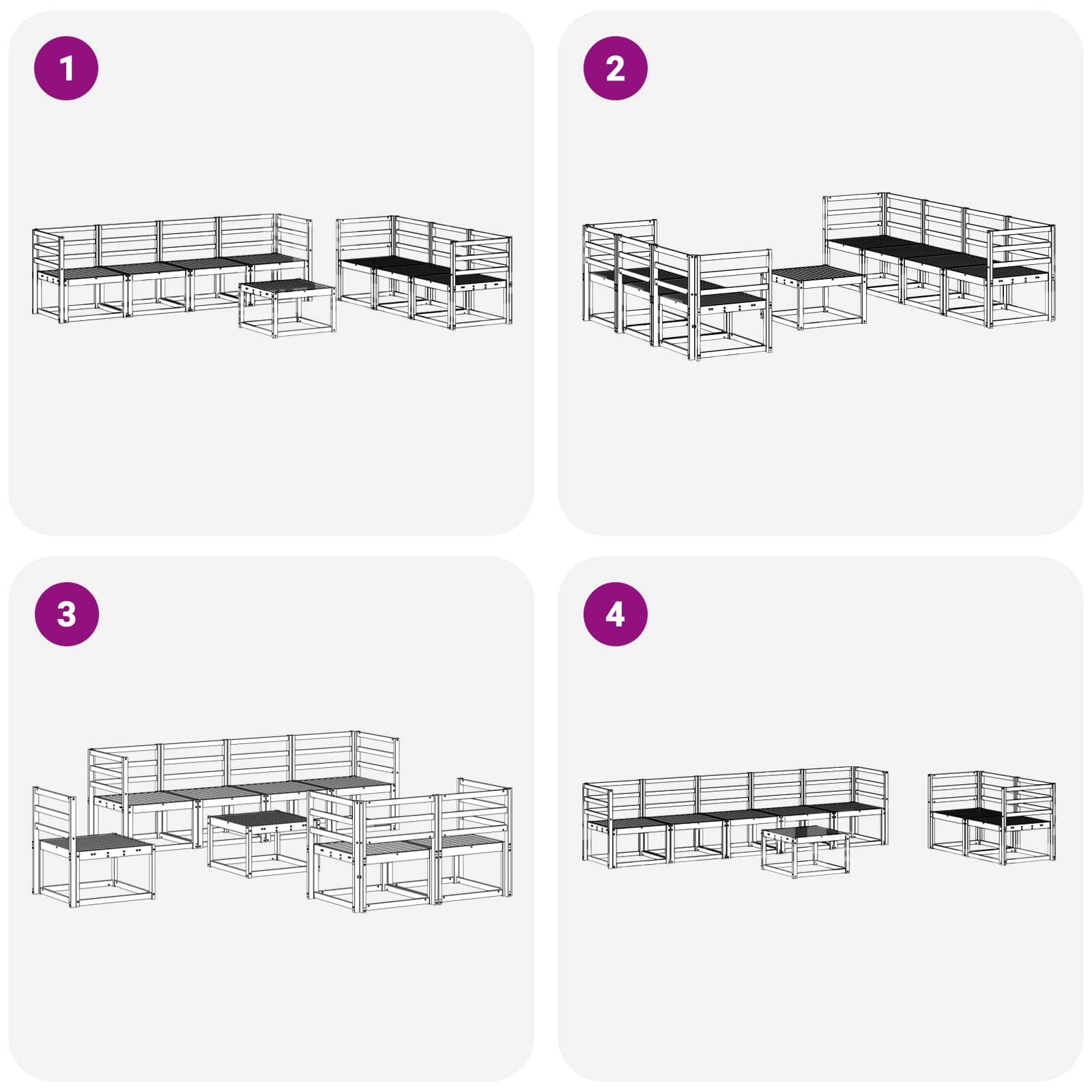 Outdoor-Sofagarnitur 8 pcs Weiß 59 x 59 x 37 cm