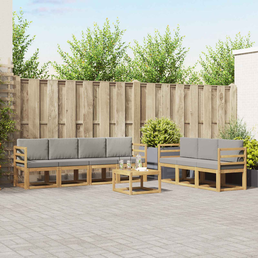 Outdoor-Sofagarnitur 8 pcs Weiß und Hellgrau 59 x 59 x 37 cm