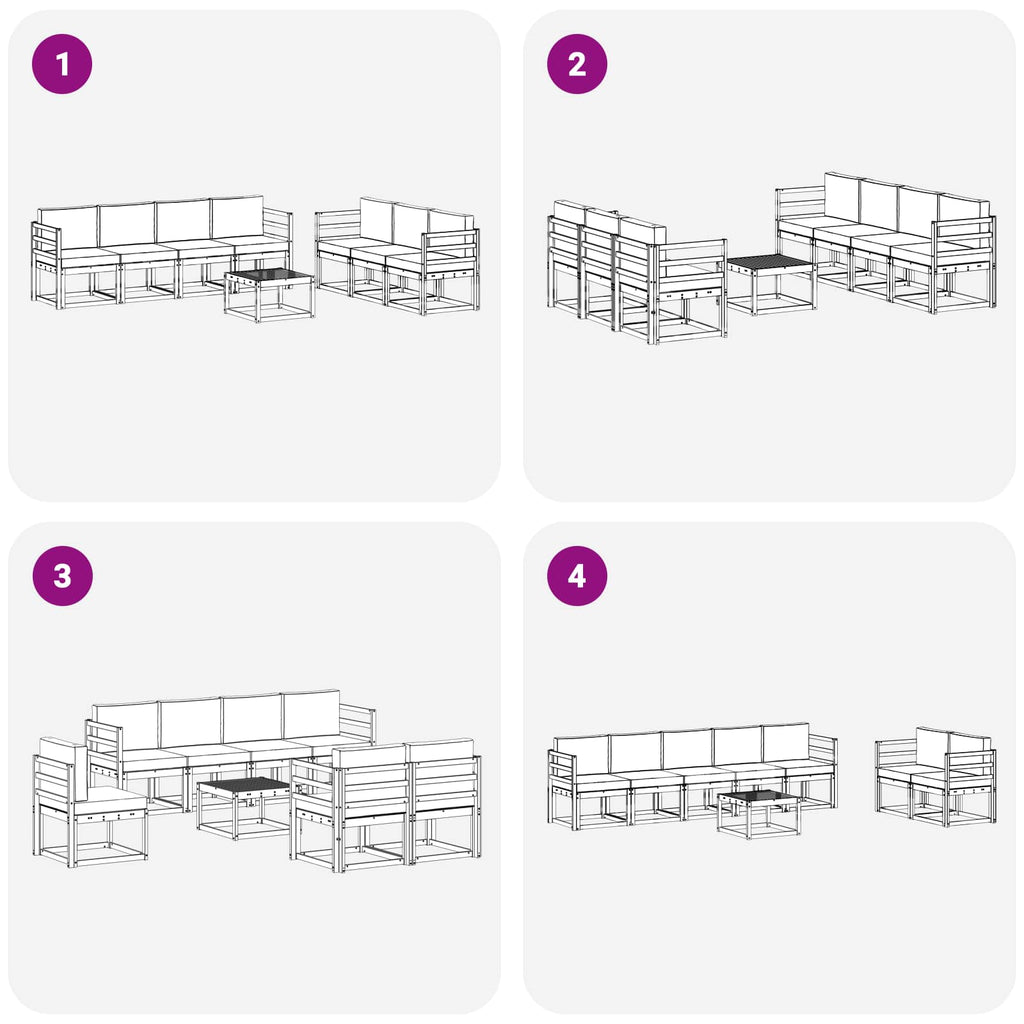 Outdoor-Sofagarnitur 8 pcs Weiß und Hellgrau 59 x 59 x 37 cm