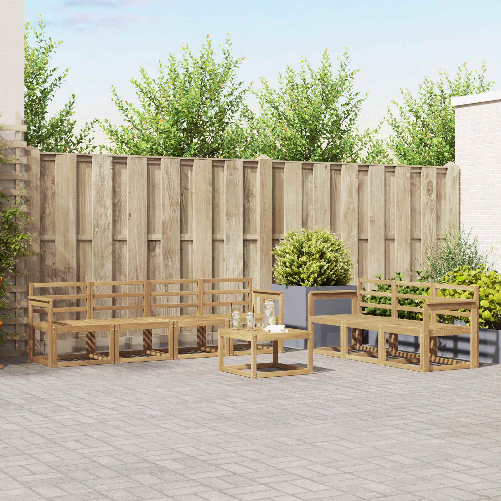 Outdoor-Sofagarnitur 8 pcs Weiß 59 x 59 x 37 cm