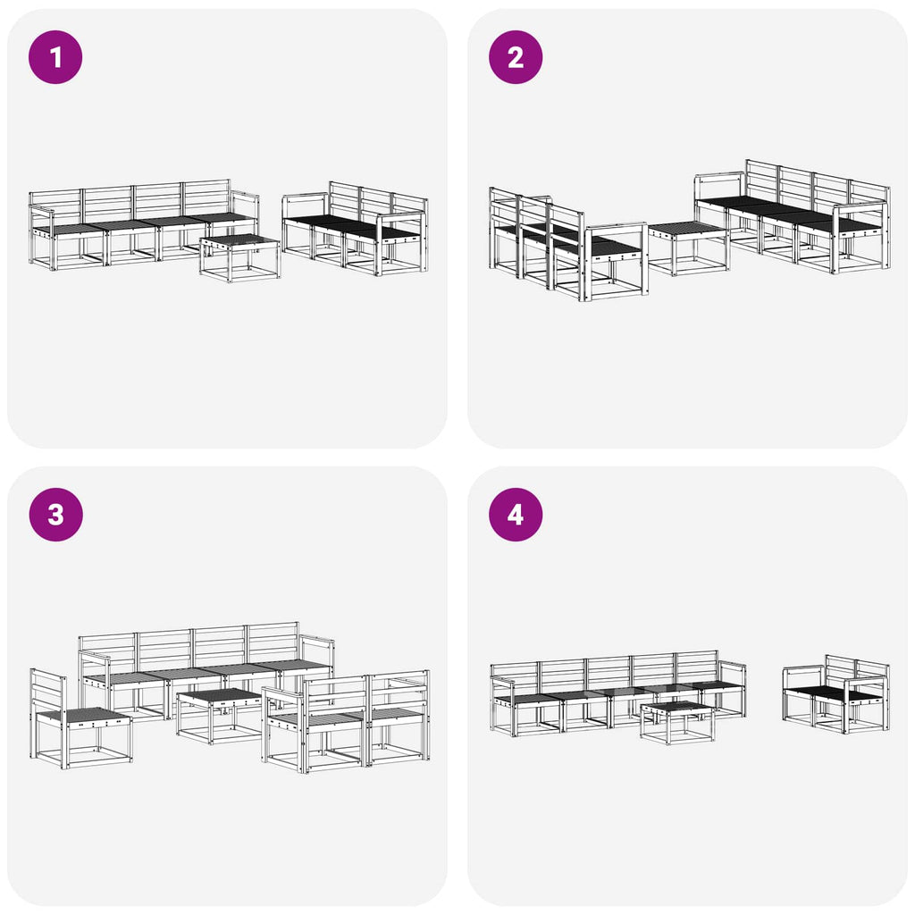 Outdoor-Sofagarnitur 8 pcs Weiß 59 x 59 x 37 cm