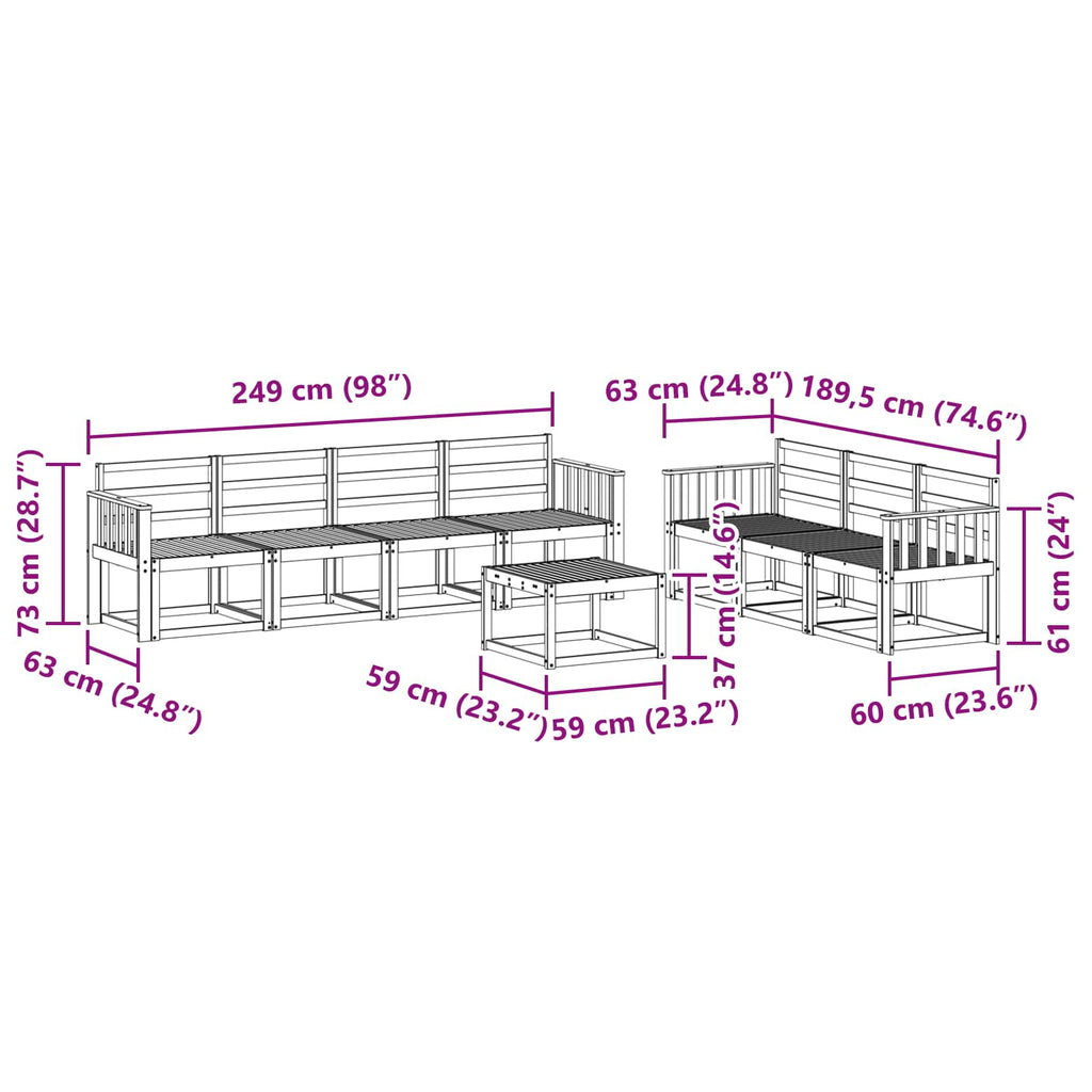 Outdoor-Sofagarnitur 8 pcs Weiß 59 x 59 x 37 cm
