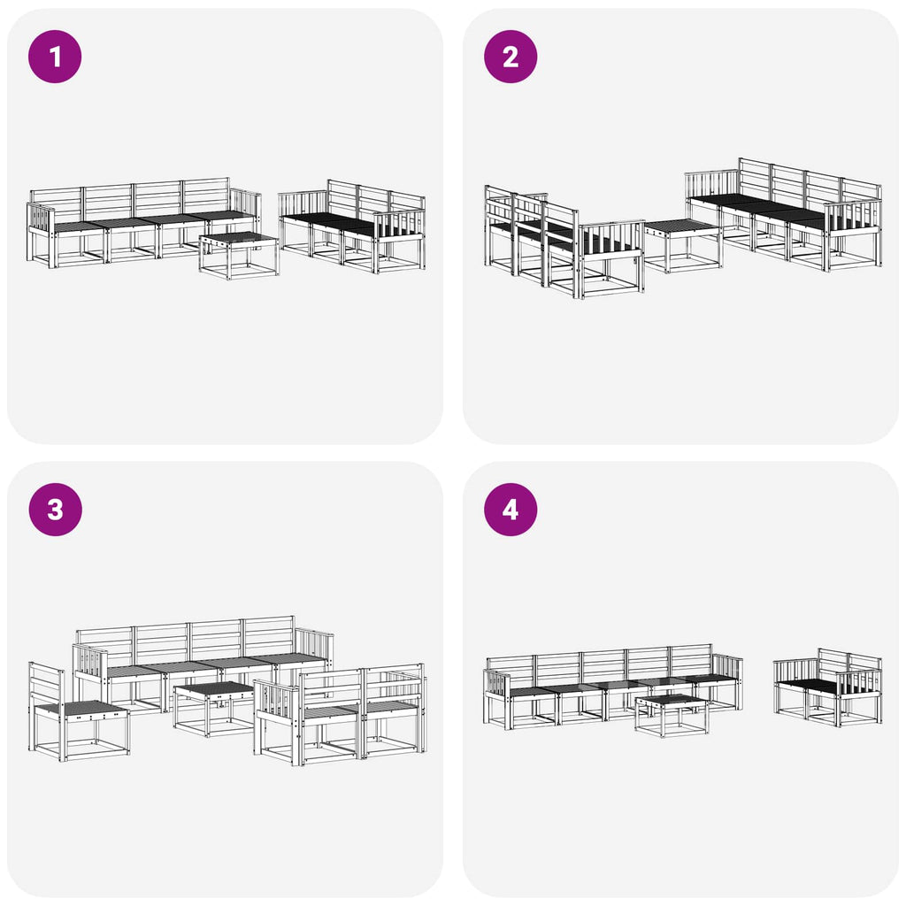 Outdoor-Sofagarnitur 8 pcs Weiß 59 x 59 x 37 cm