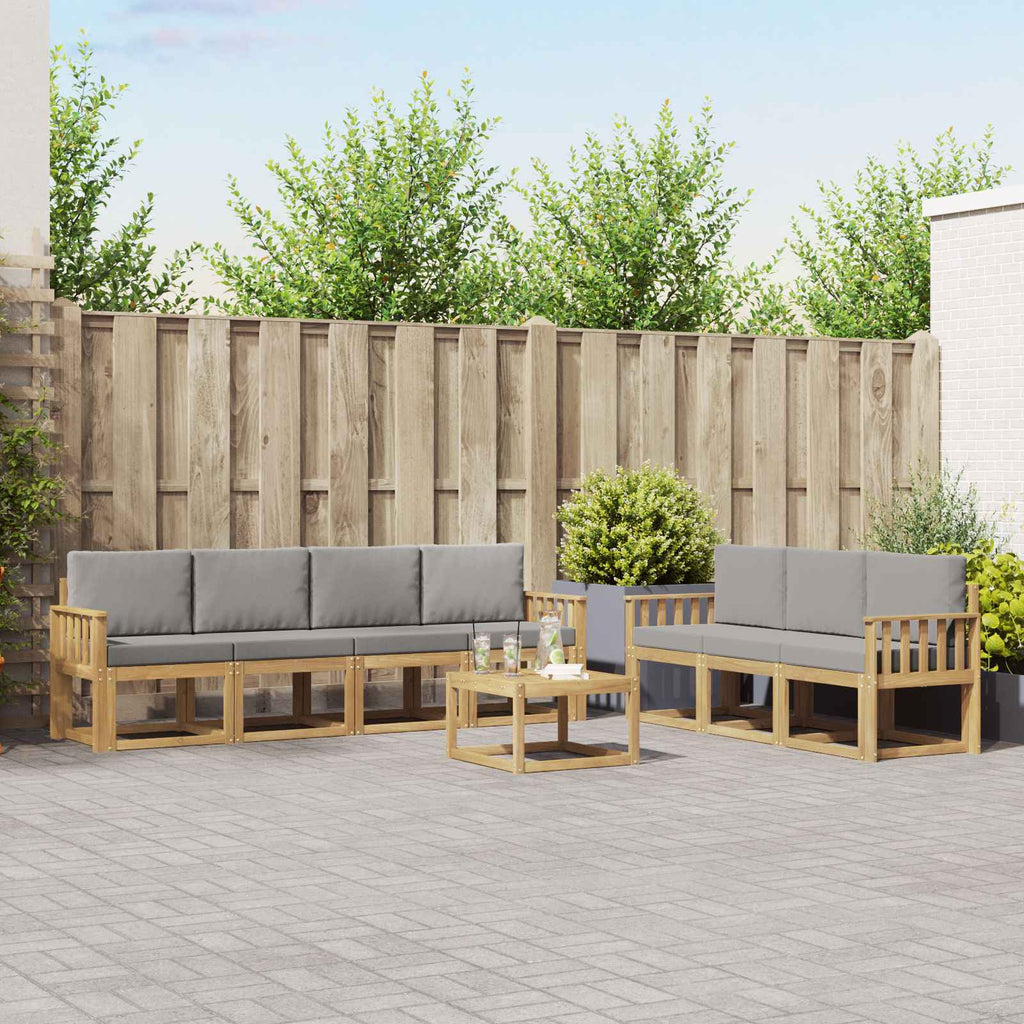 Outdoor-Sofagarnitur 8 pcs Weiß und Hellgrau 59 x 59 x 37 cm