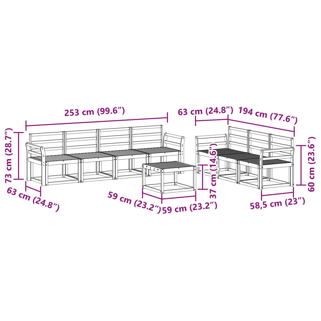 Outdoor-Sofagarnitur 8 pcs Weiß 59 x 59 x 37 cm