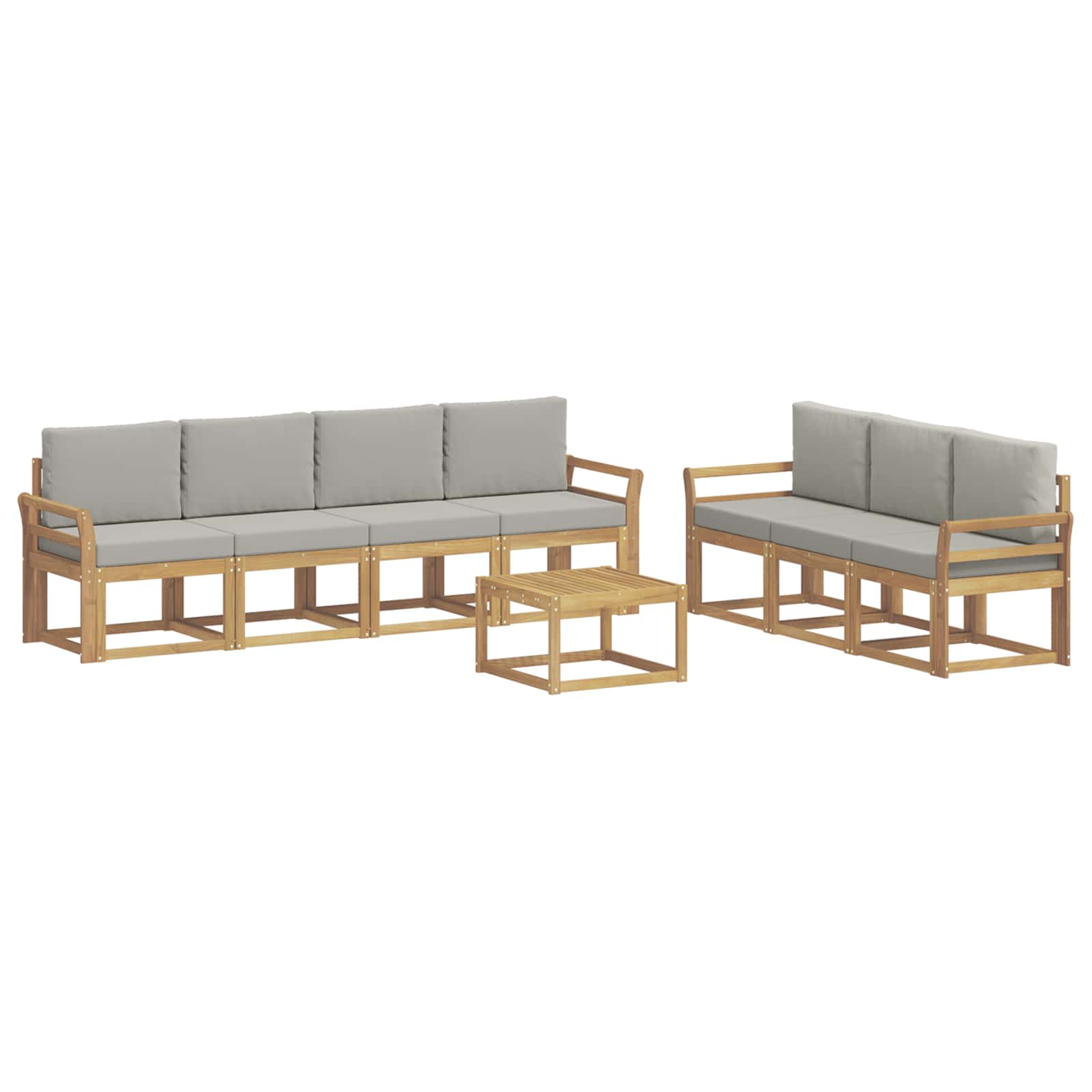 Outdoor-Sofagarnitur 8 pcs Weiß und Hellgrau 59 x 59 x 37 cm