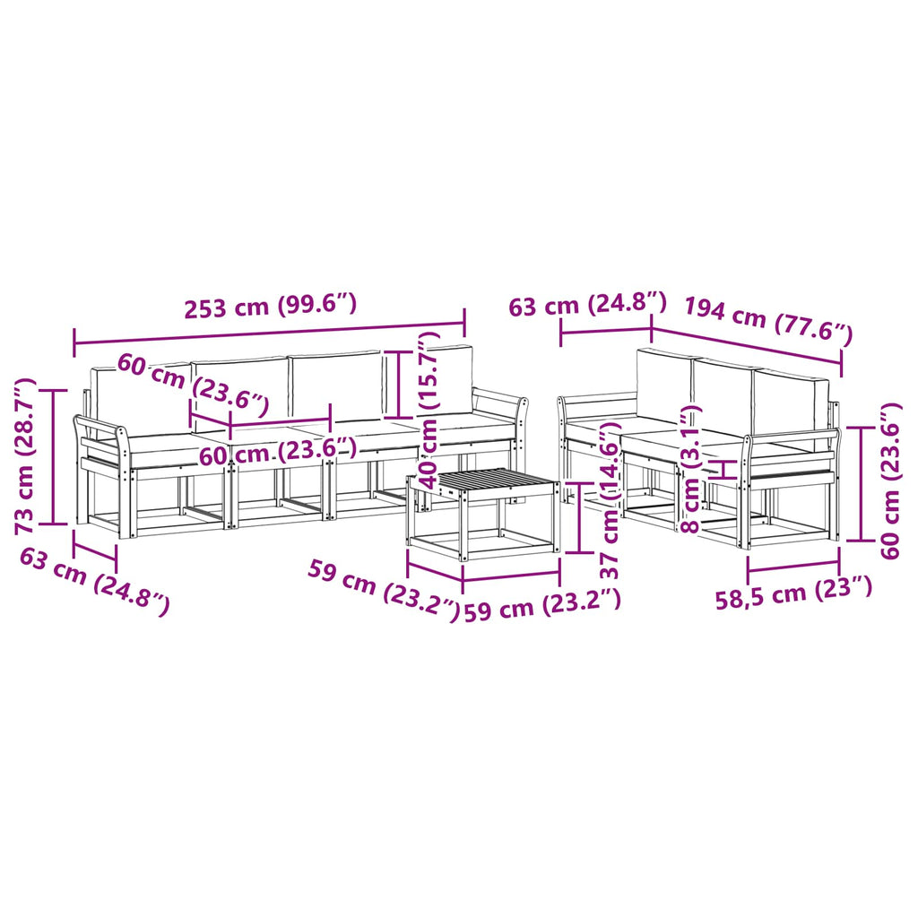 Outdoor-Sofagarnitur 7 pcs