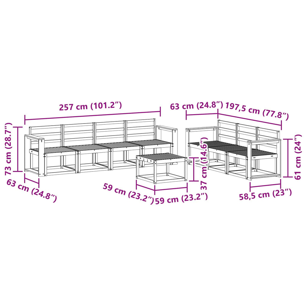 Outdoor-Sofagarnitur 8 pcs Weiß 59 x 59 x 37 cm