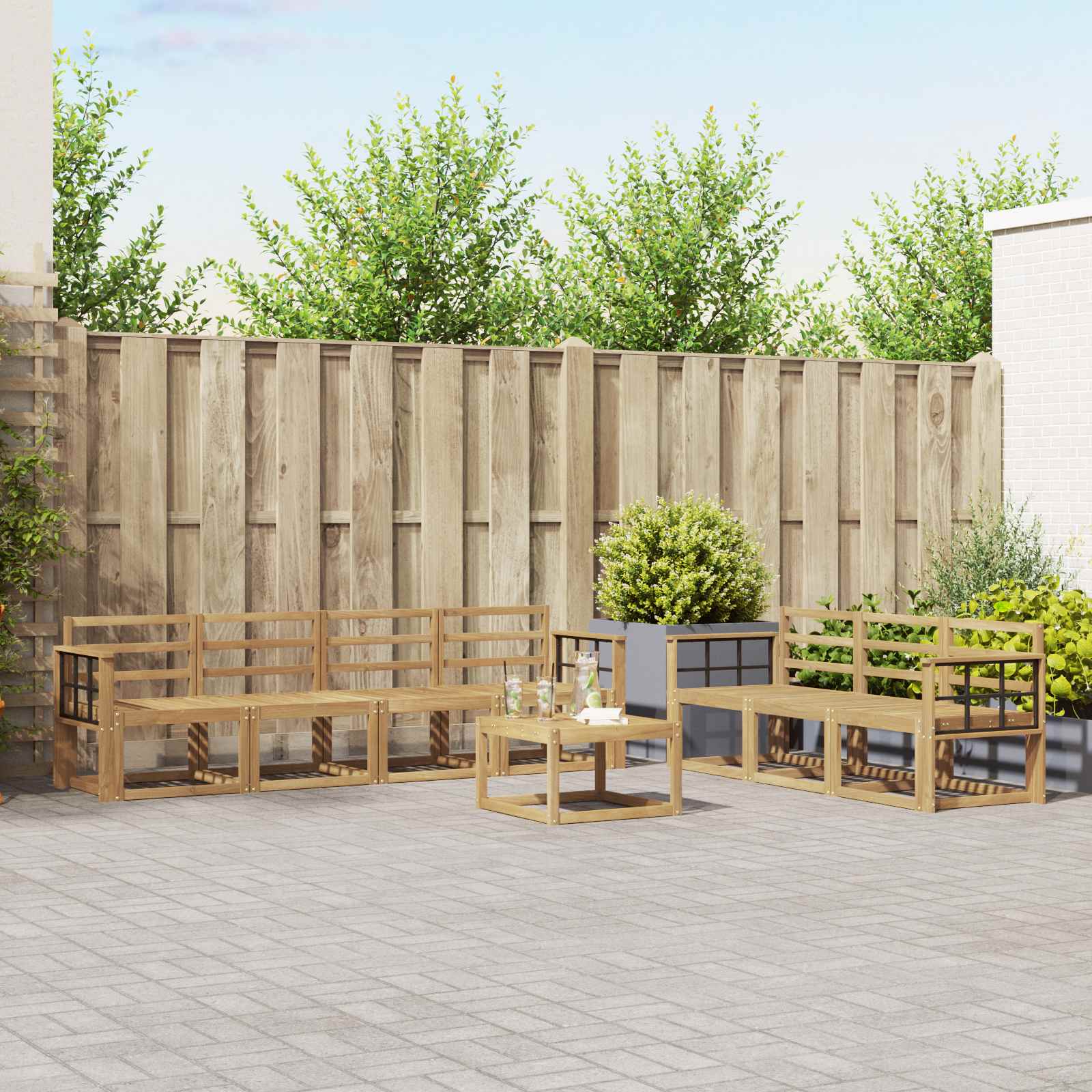 Outdoor-Sofagarnitur 8 pcs Weiß 59 x 59 x 37 cm