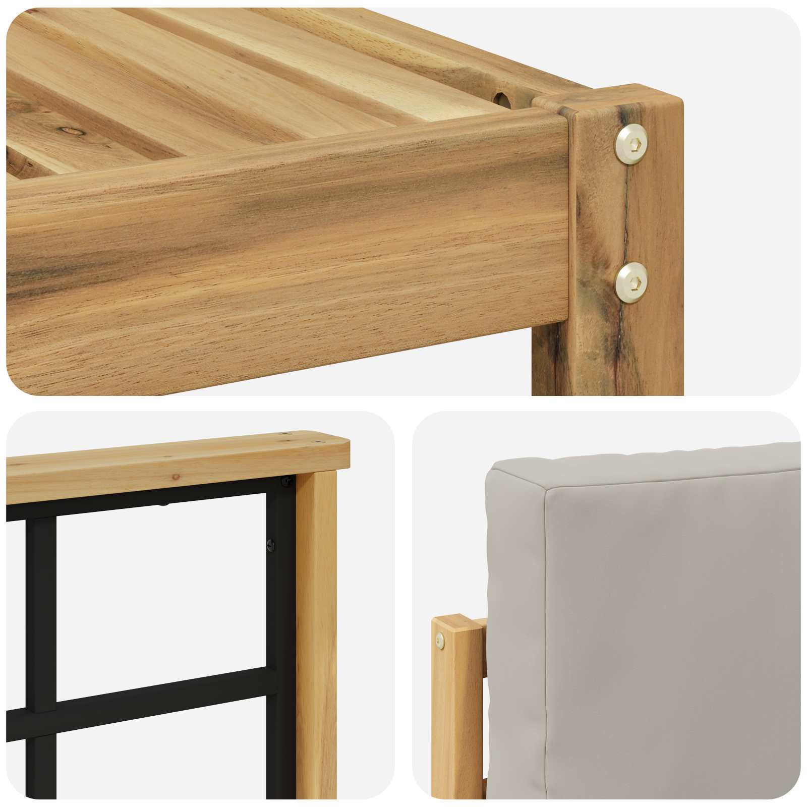 Outdoor-Sofagarnitur 8 pcs Weiß und Hellgrau 59 x 59 x 37 cm