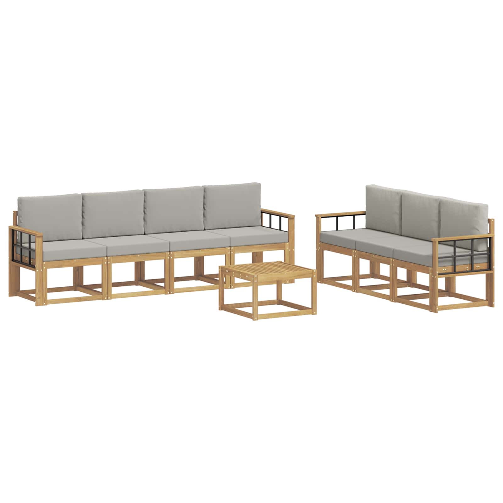 Outdoor-Sofagarnitur 8 pcs Weiß und Hellgrau 59 x 59 x 37 cm