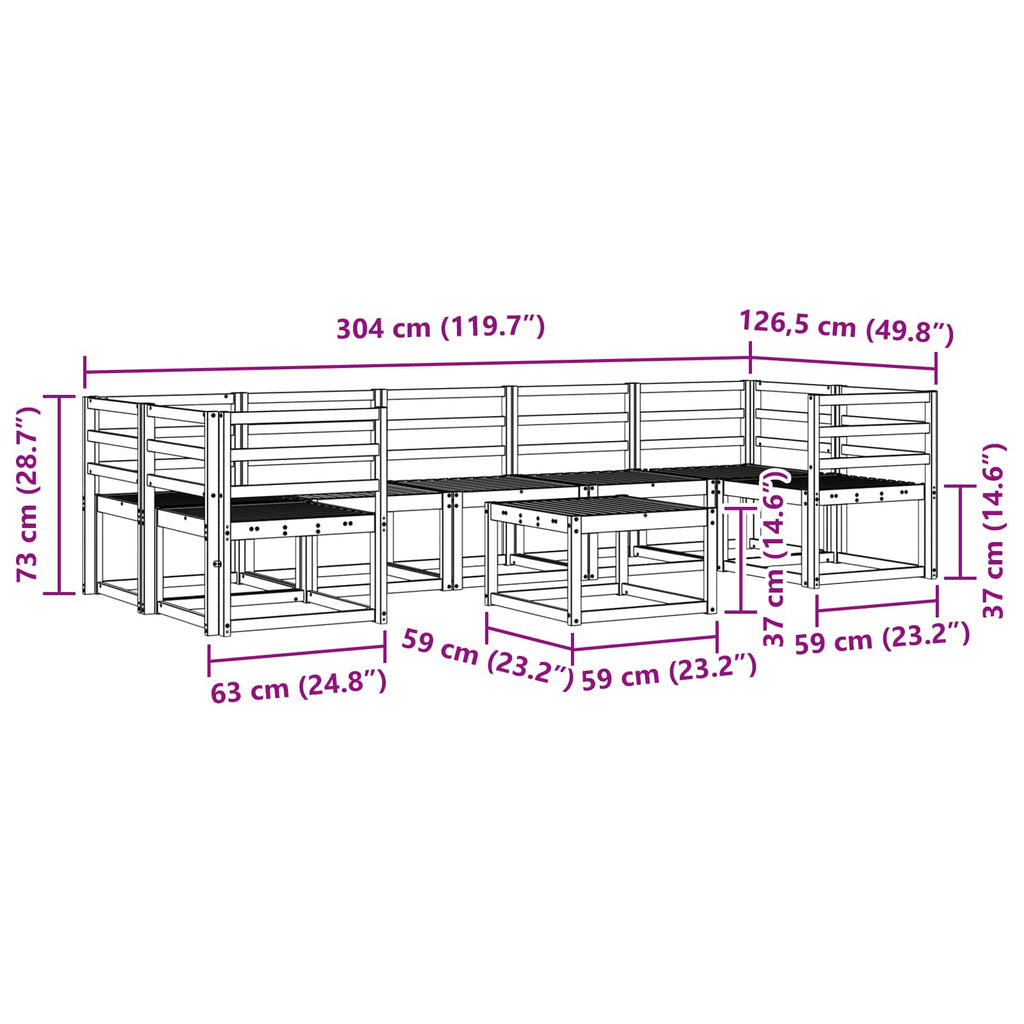 Outdoor-Sofagarnitur 8 pcs Weiß 59 x 59 x 37 cm