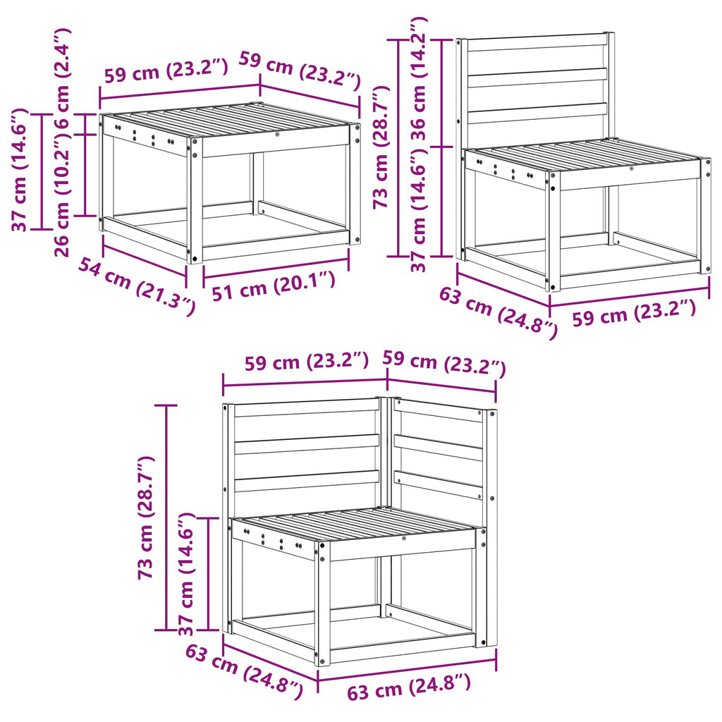 Outdoor-Sofagarnitur 8 pcs Weiß 59 x 59 x 37 cm