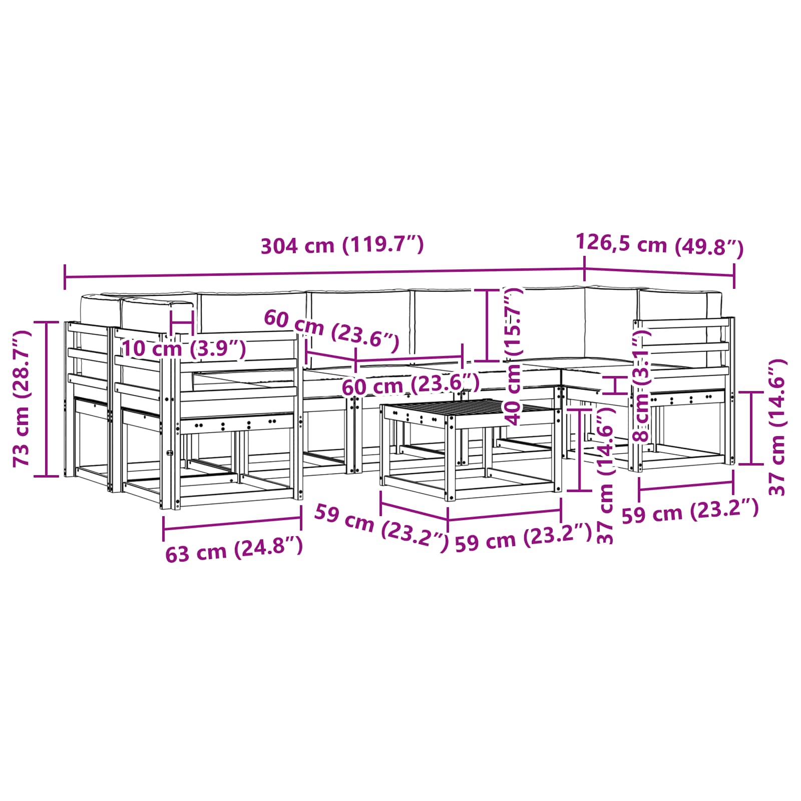 Outdoor-Sofagarnitur 6 pcs