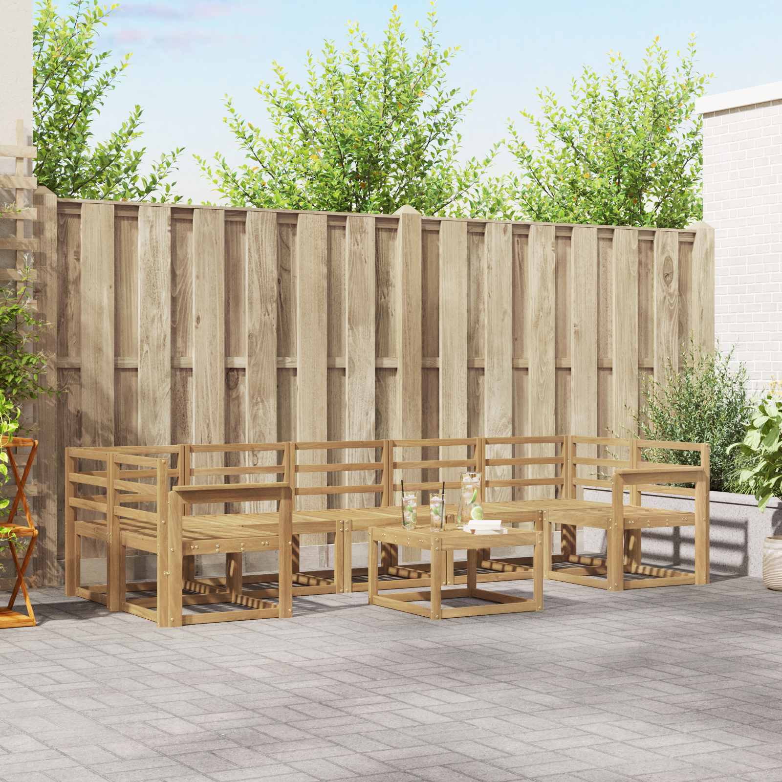 Outdoor-Sofagarnitur 8 pcs Weiß 59 x 59 x 37 cm