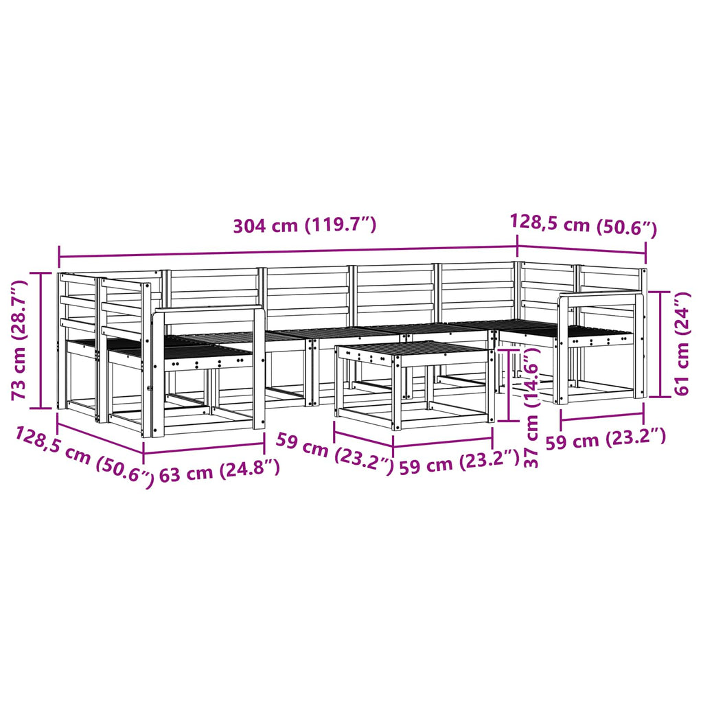 Outdoor-Sofagarnitur 8 pcs Weiß 59 x 59 x 37 cm