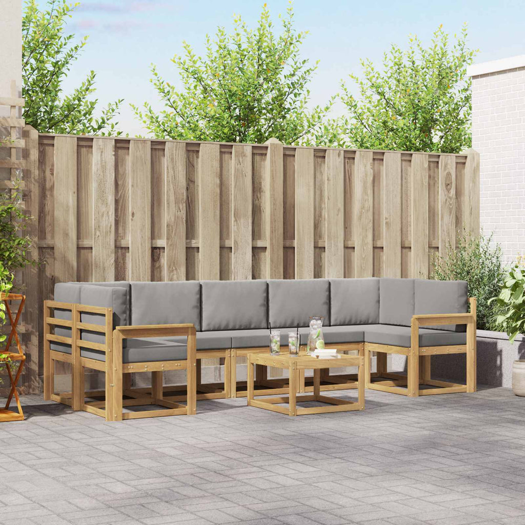 Outdoor-Sofagarnitur 8 pcs Weiß und Hellgrau 59 x 59 x 37 cm