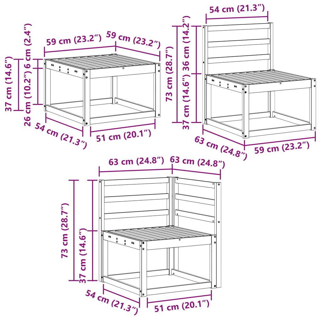 Outdoor-Sofagarnitur 8 pcs Weiß 59 x 59 x 37 cm