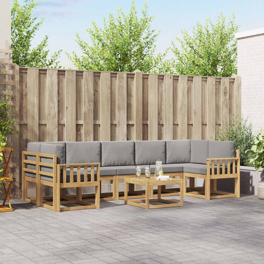 Outdoor-Sofagarnitur 8 pcs Weiß und Hellgrau 59 x 59 x 37 cm