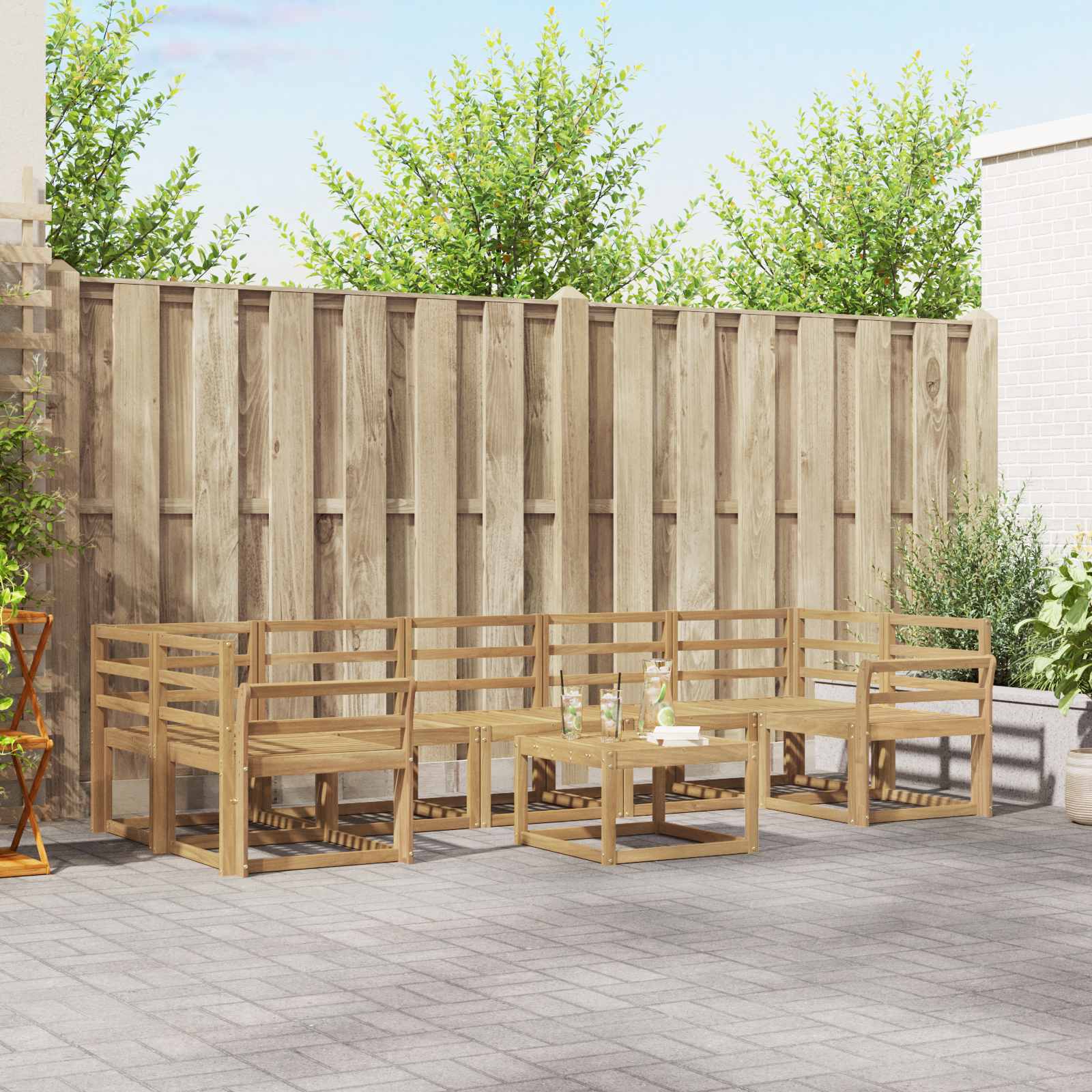 Outdoor-Sofagarnitur 8 pcs Weiß 59 x 59 x 37 cm