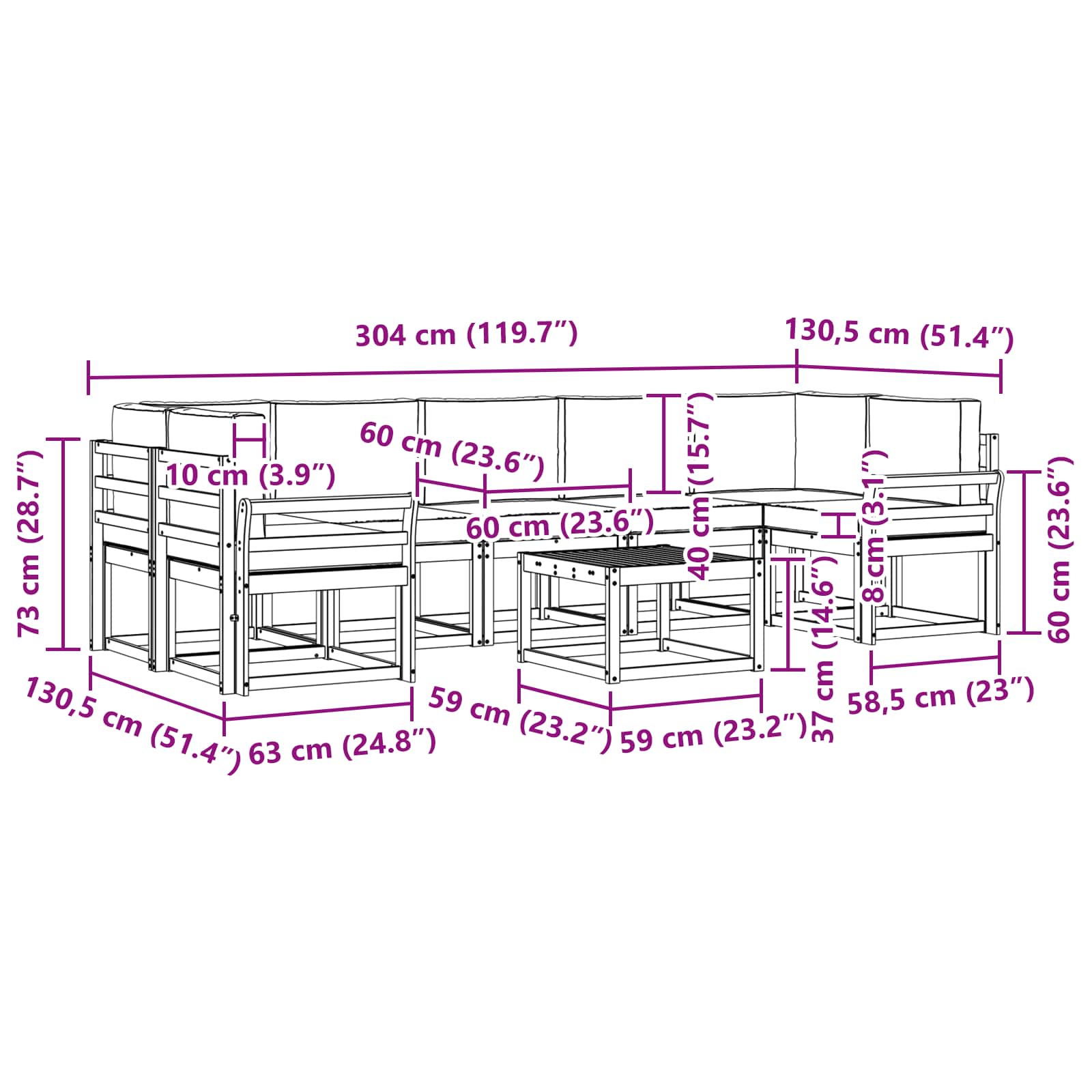 Outdoor-Sofagarnitur 6 pcs