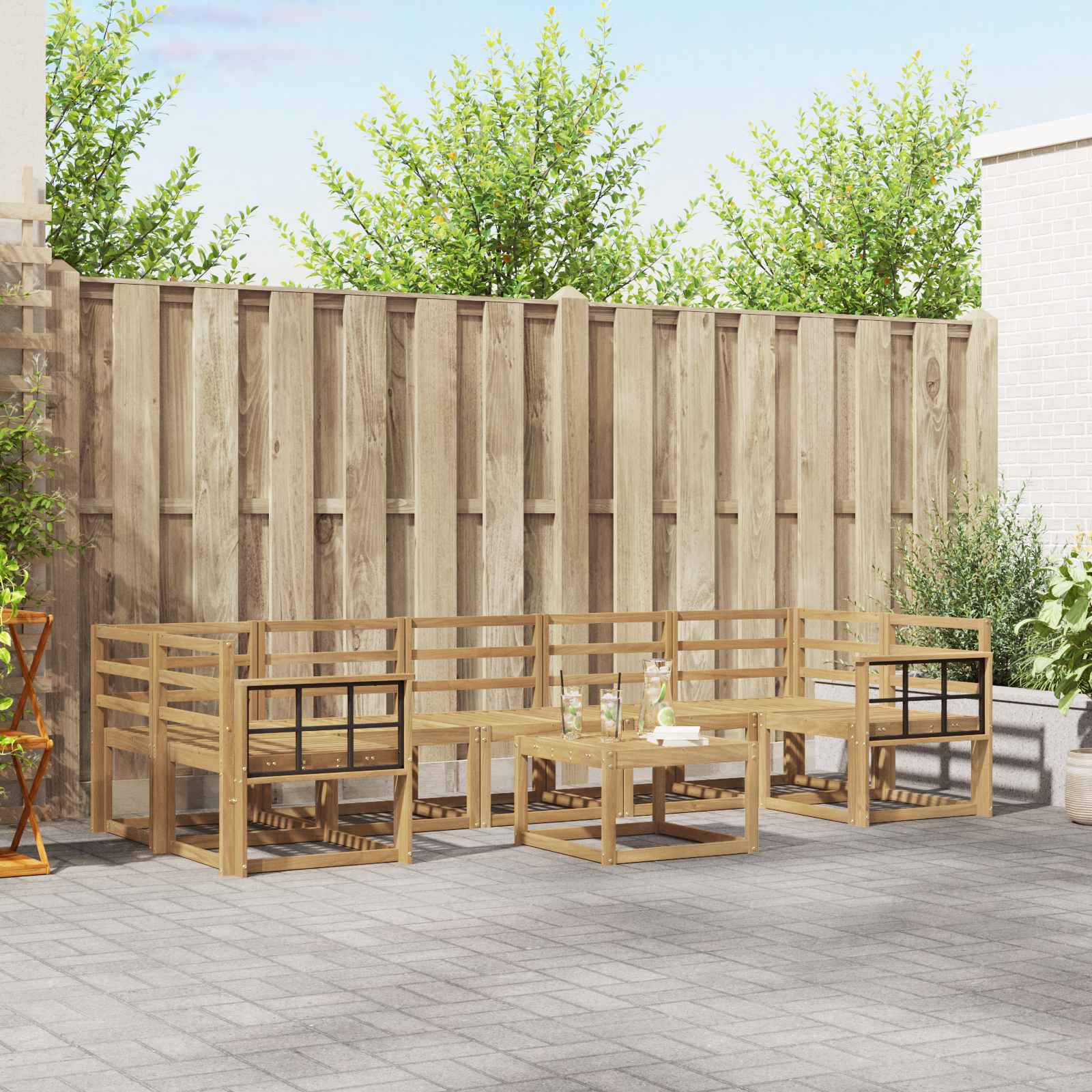 Outdoor-Sofagarnitur 8 pcs Weiß 59 x 59 x 37 cm