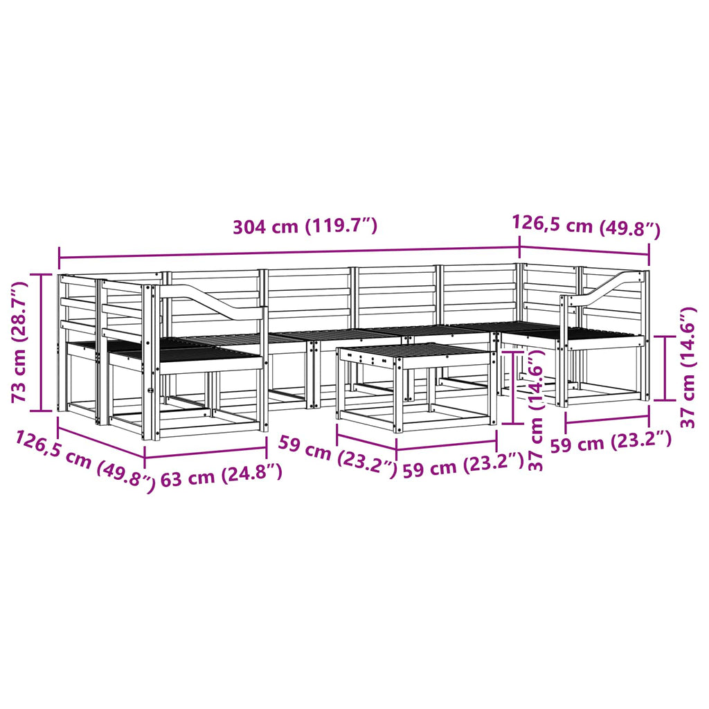 Outdoor-Sofagarnitur 8 pcs Weiß 59 x 59 x 37 cm