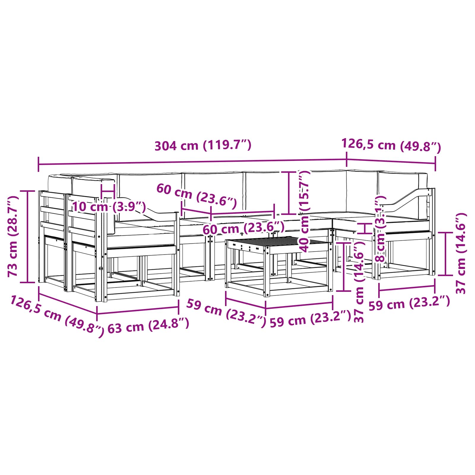 Outdoor-Sofagarnitur 6 pcs
