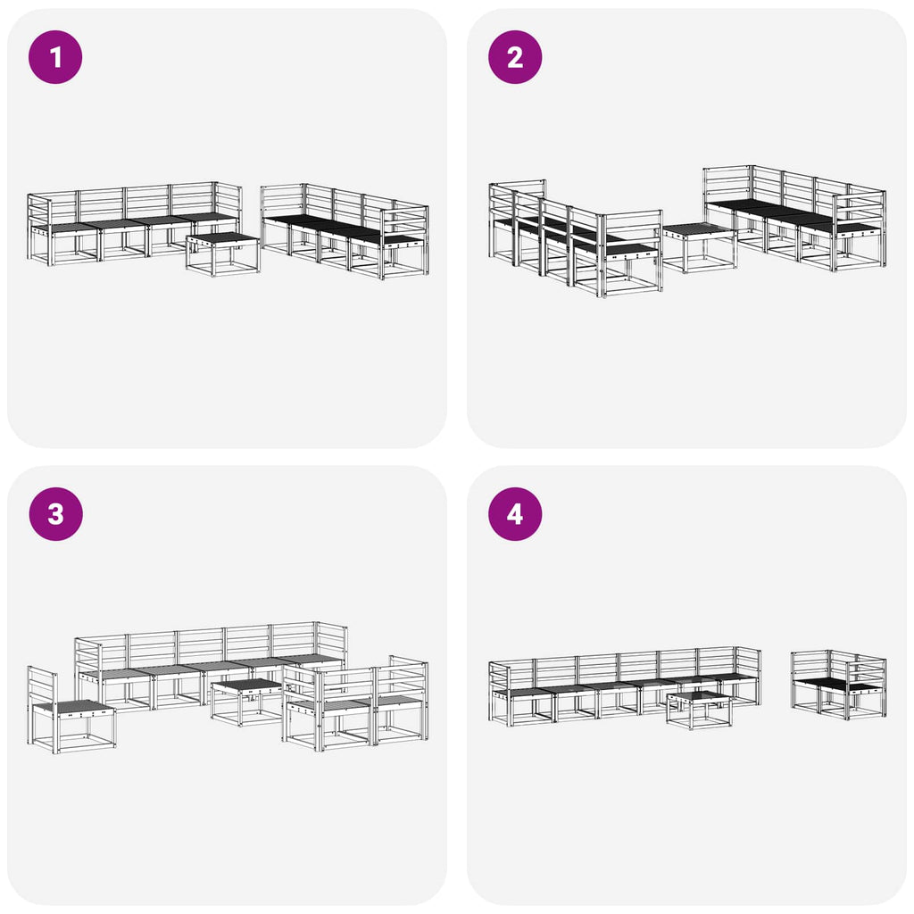 Outdoor-Sofagarnitur 9 pcs Weiß 59 x 59 x 37 cm
