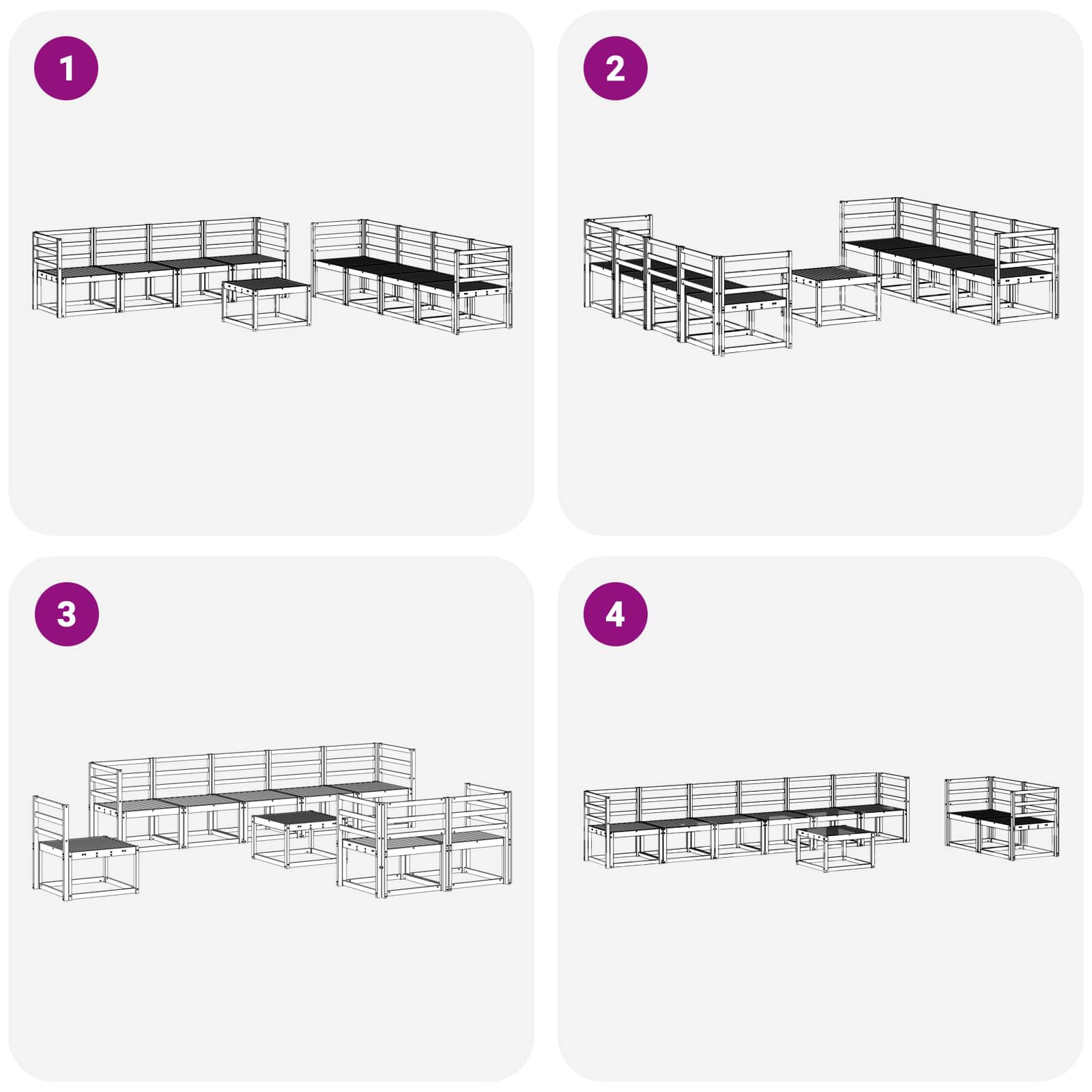 Outdoor-Sofagarnitur 9 pcs Weiß 59 x 59 x 37 cm