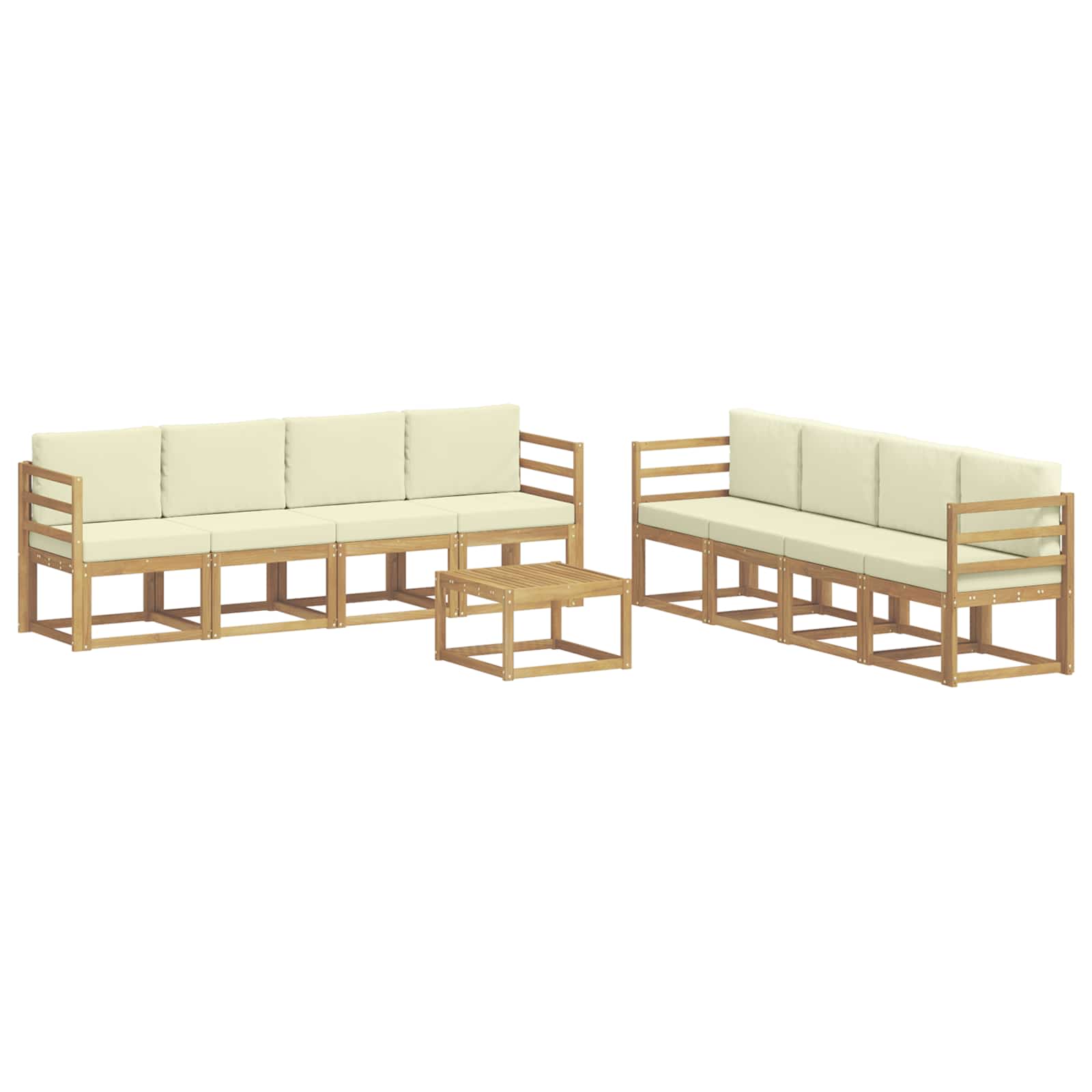 Outdoor-Sofagarnitur mit Kissen 9 pcs Weiß und Creme