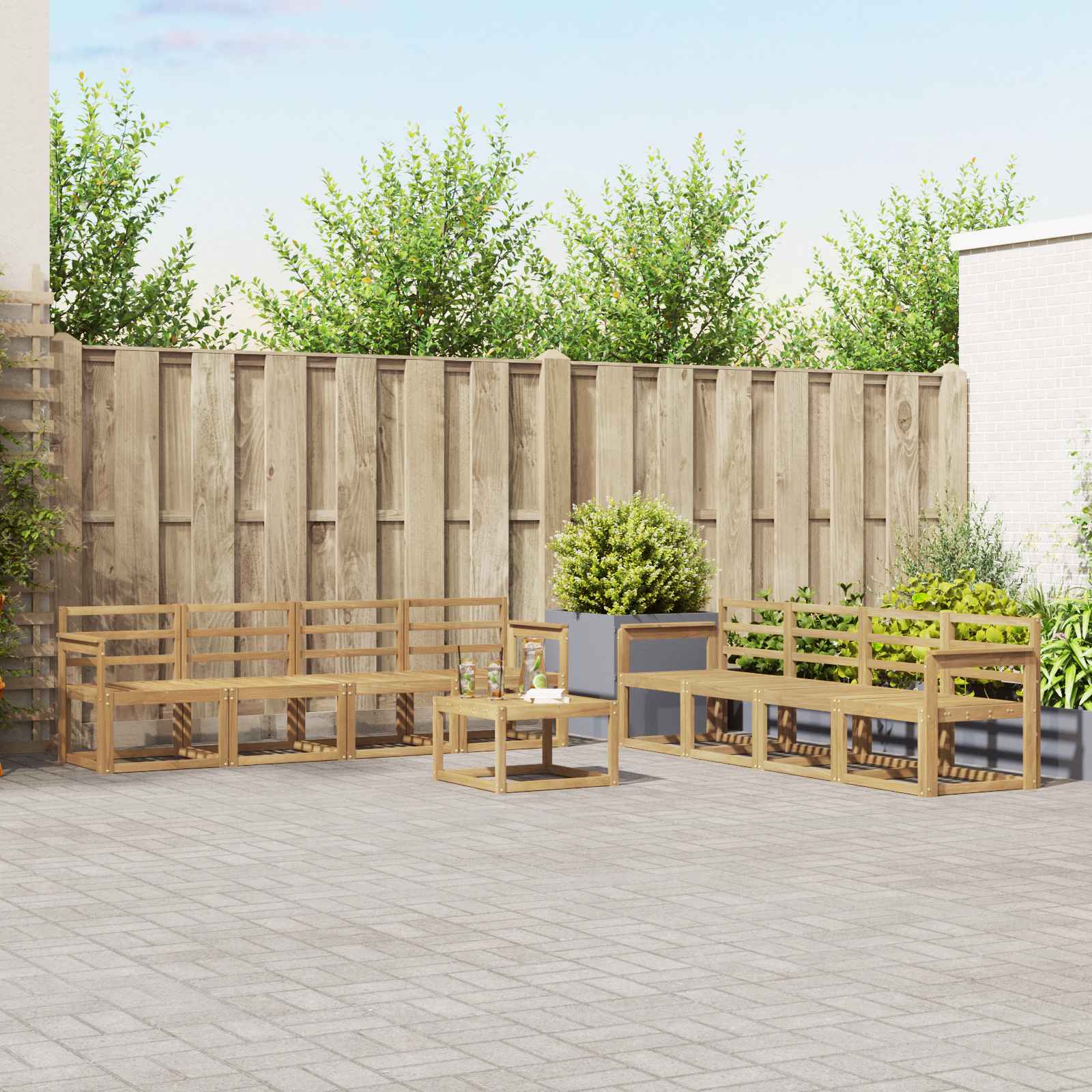 Outdoor-Sofagarnitur 9 pcs Weiß 59 x 59 x 37 cm