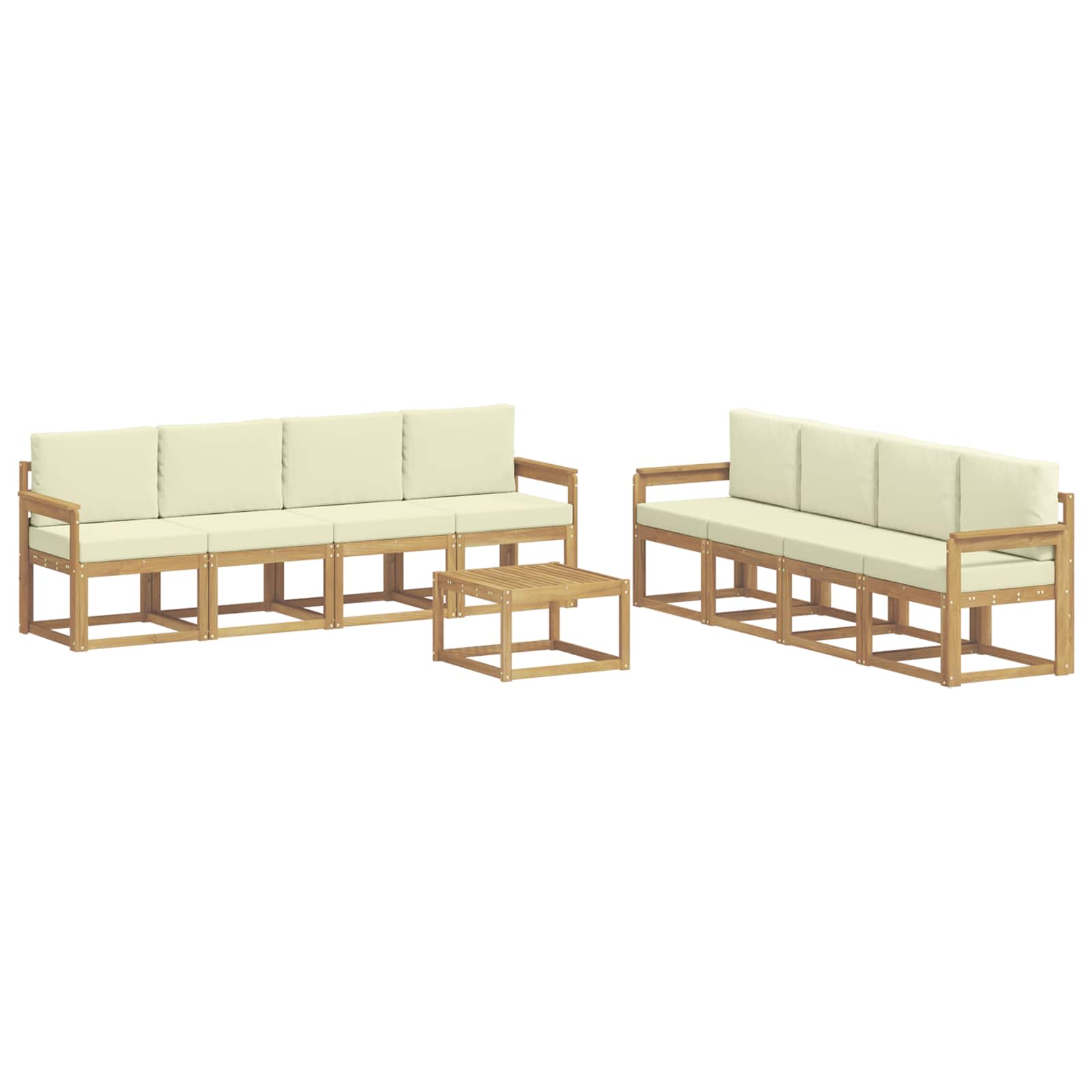Outdoor-Sofagarnitur mit Kissen 9 pcs Weiß und Creme