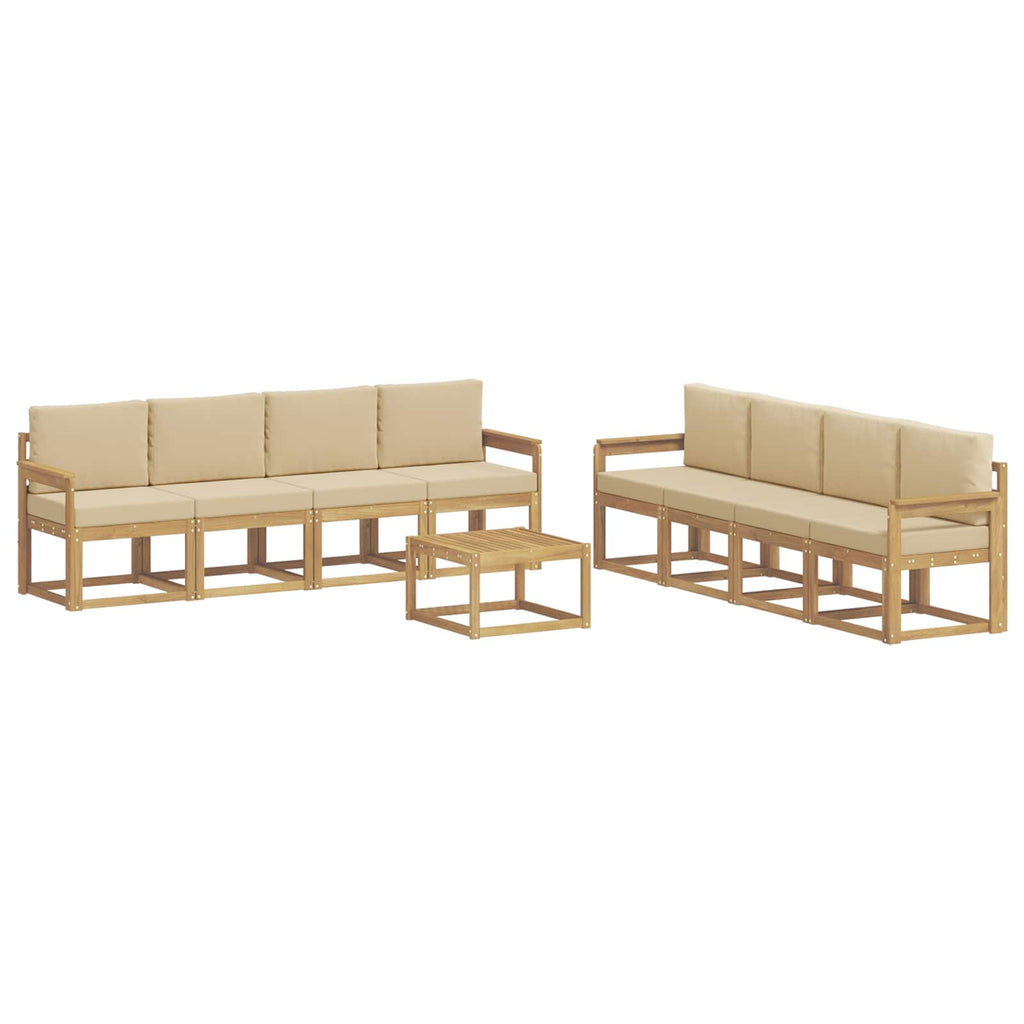 Outdoor-Sofagarnitur mit Kissen 9 pcs Weiß und Beige