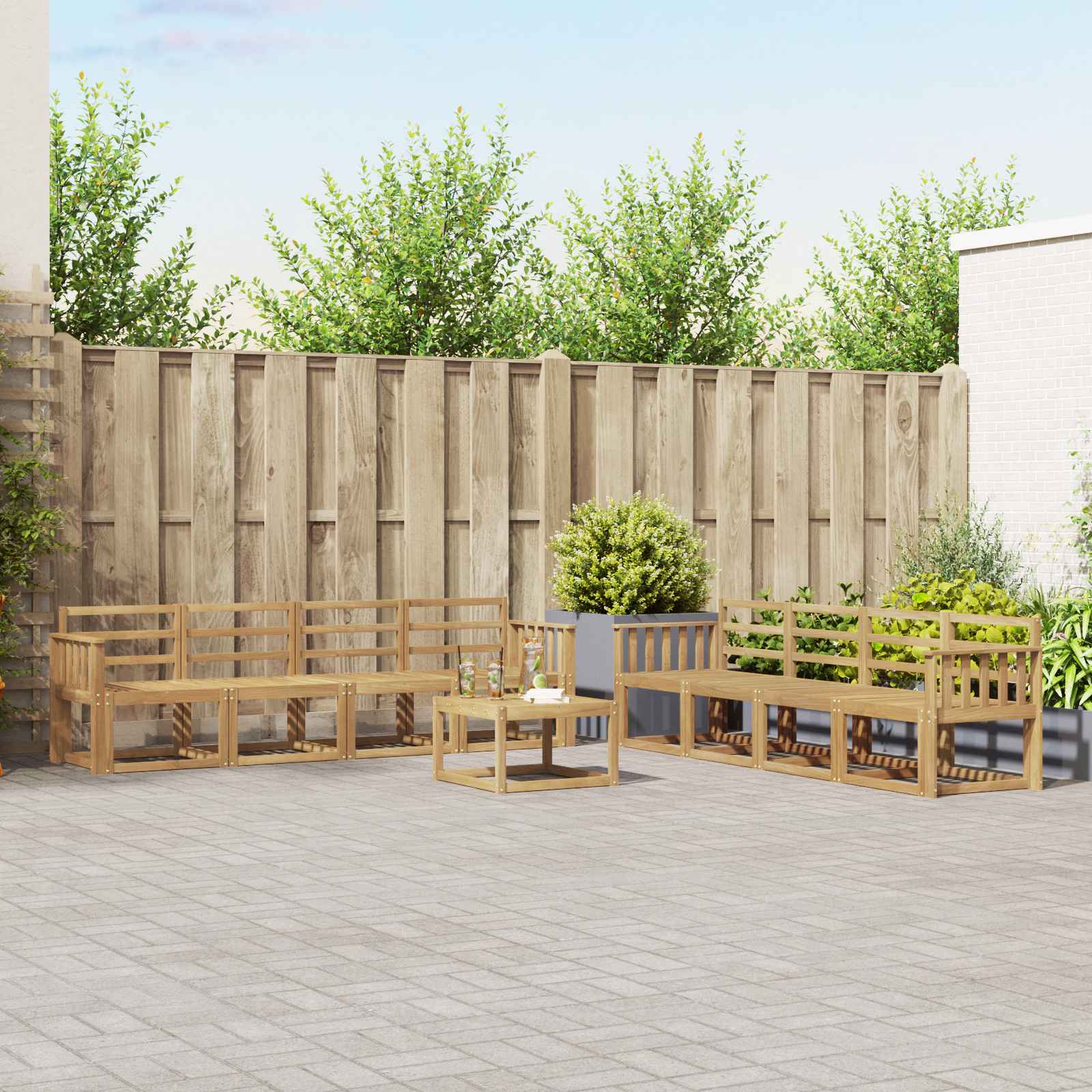 Outdoor-Sofagarnitur 9 pcs Weiß 59 x 59 x 37 cm