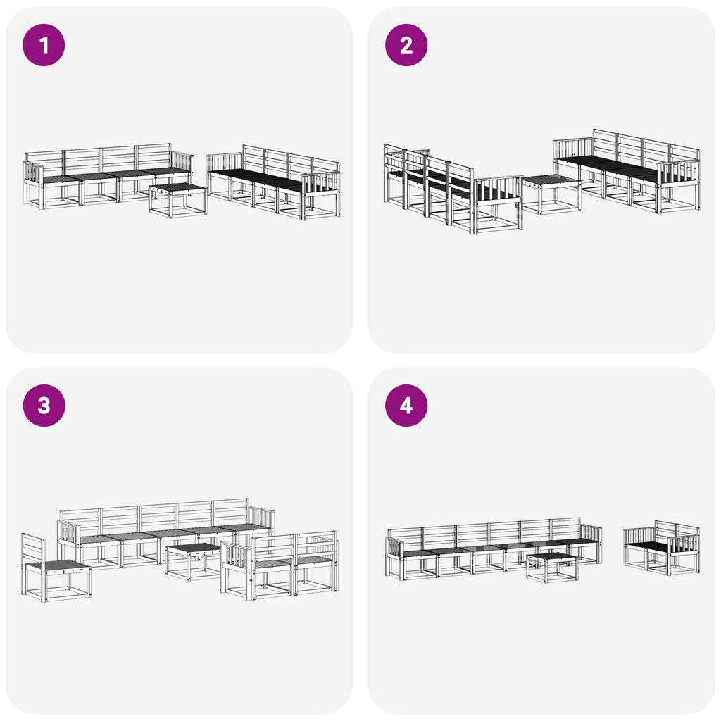 Outdoor-Sofagarnitur 9 pcs Weiß 59 x 59 x 37 cm
