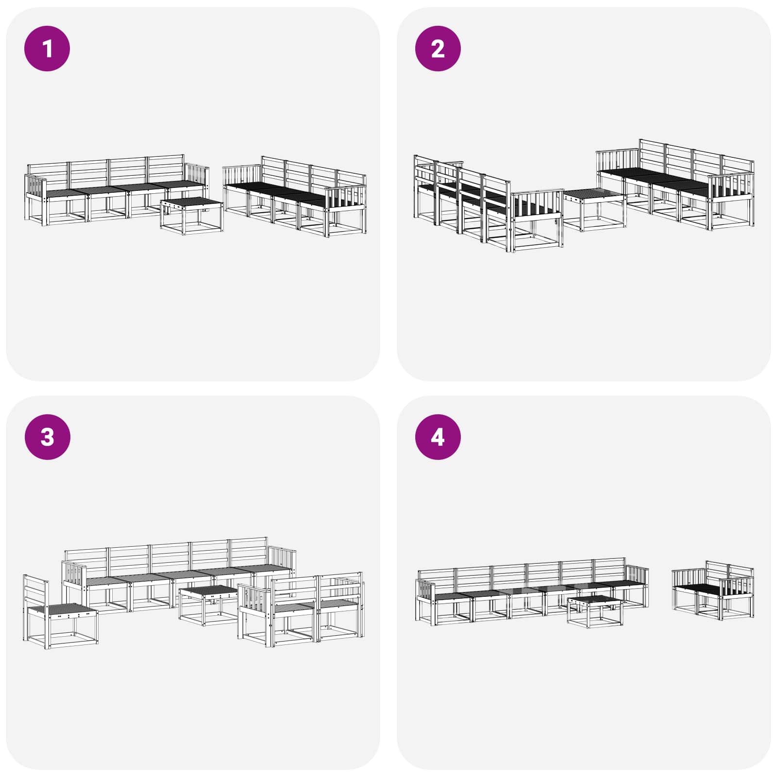 Outdoor-Sofagarnitur 9 pcs Weiß 59 x 59 x 37 cm