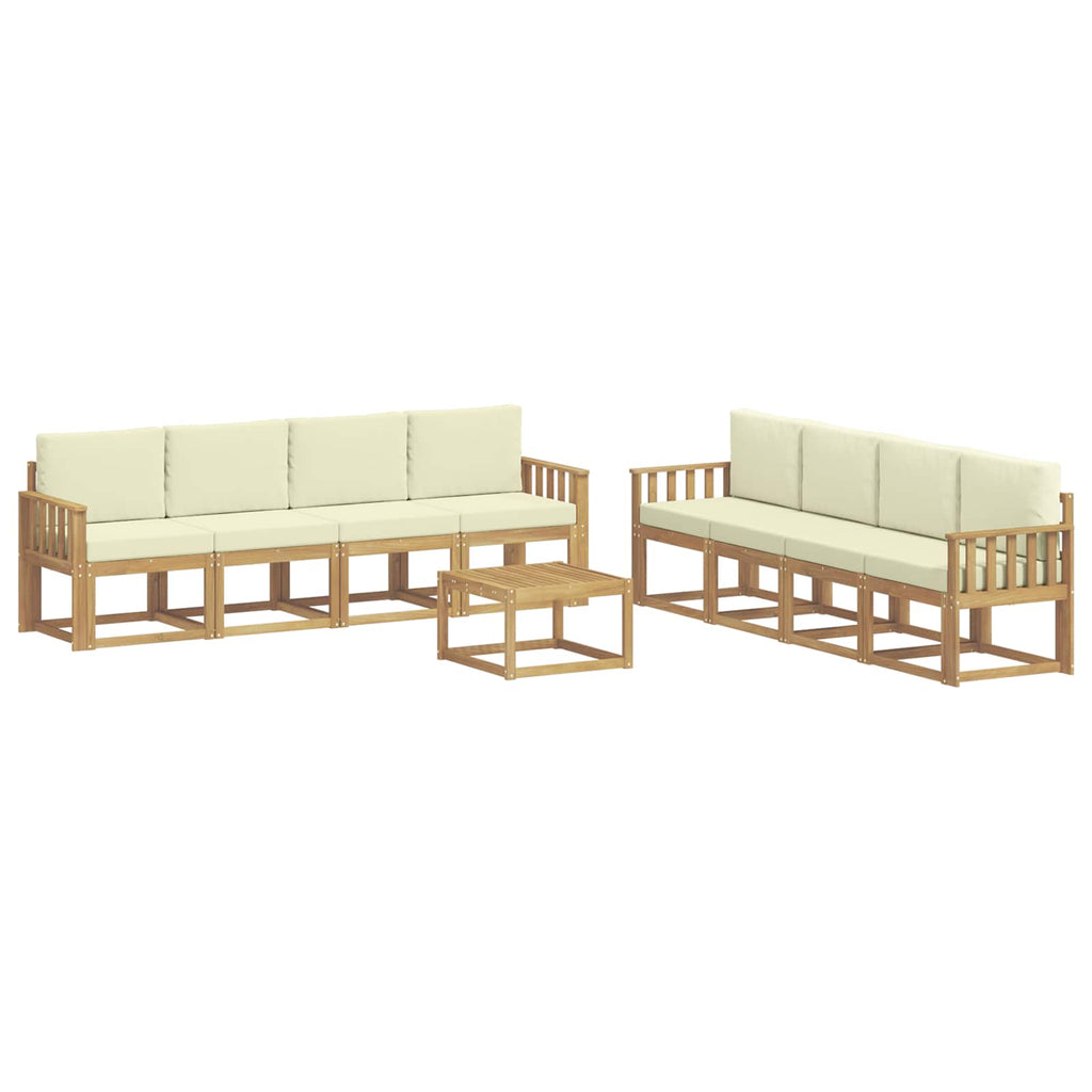 Outdoor-Sofagarnitur mit Kissen 9 pcs Weiß und Creme