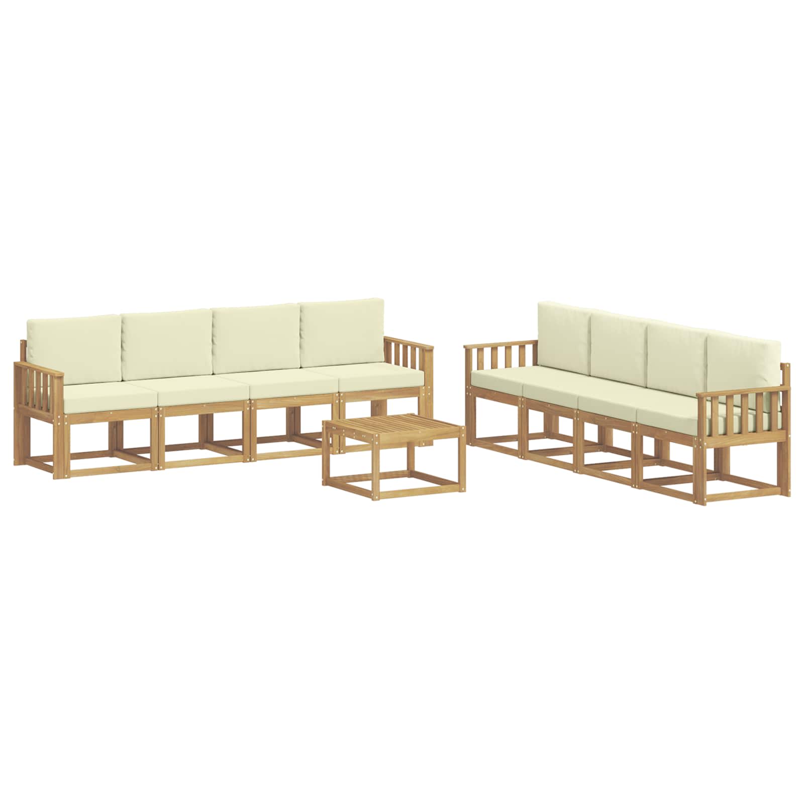 Outdoor-Sofagarnitur mit Kissen 9 pcs Weiß und Creme