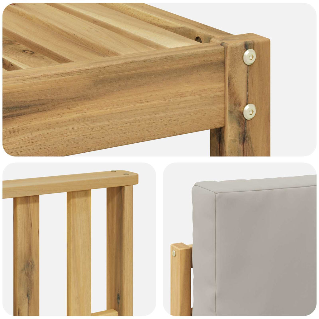Outdoor-Sofagarnitur 9 pcs Weiß und Hellgrau Polyester