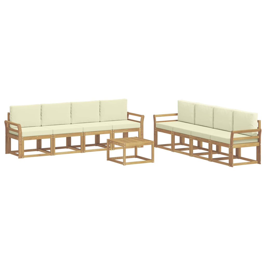Outdoor-Sofagarnitur mit Kissen 9 pcs Weiß und Creme
