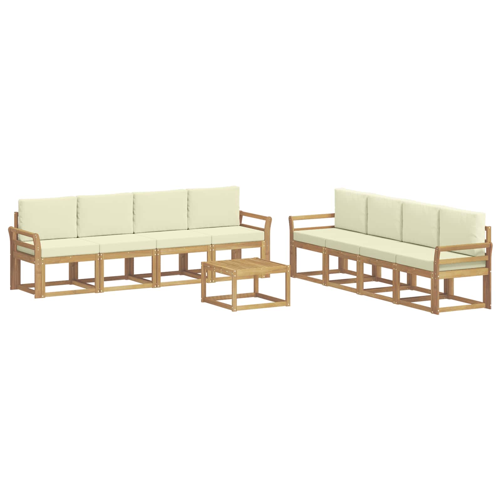 Outdoor-Sofagarnitur mit Kissen 9 pcs Weiß und Creme