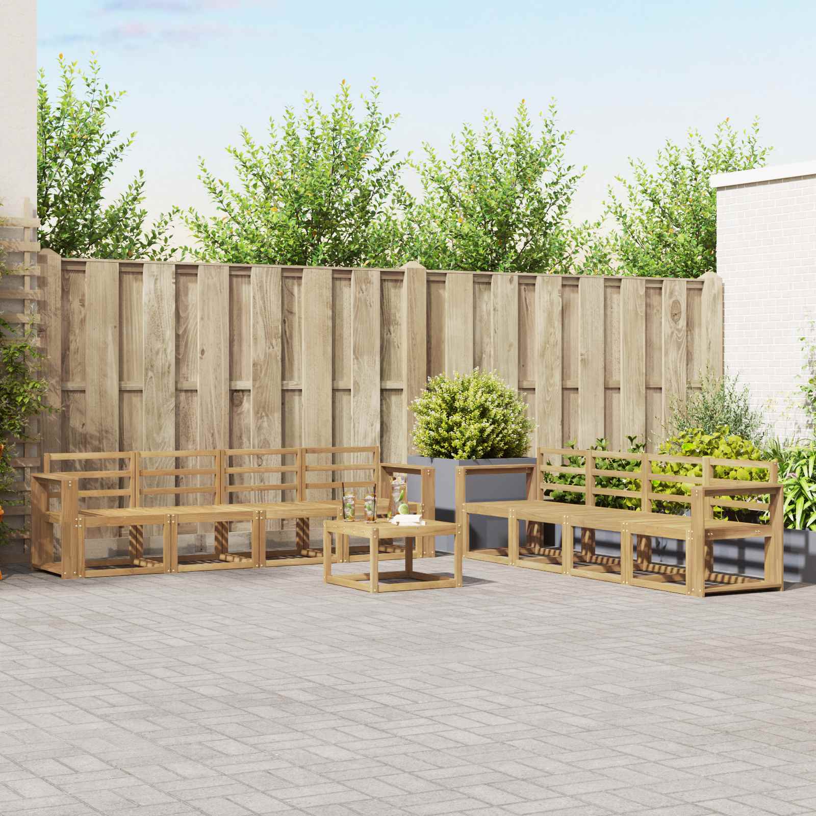 Outdoor-Sofagarnitur 9 pcs Weiß 59 x 59 x 37 cm