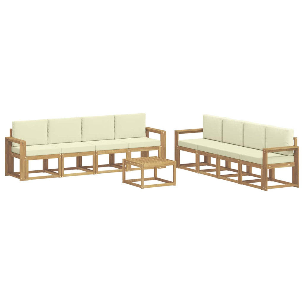 Outdoor-Sofagarnitur mit Kissen 9 pcs Weiß und Creme