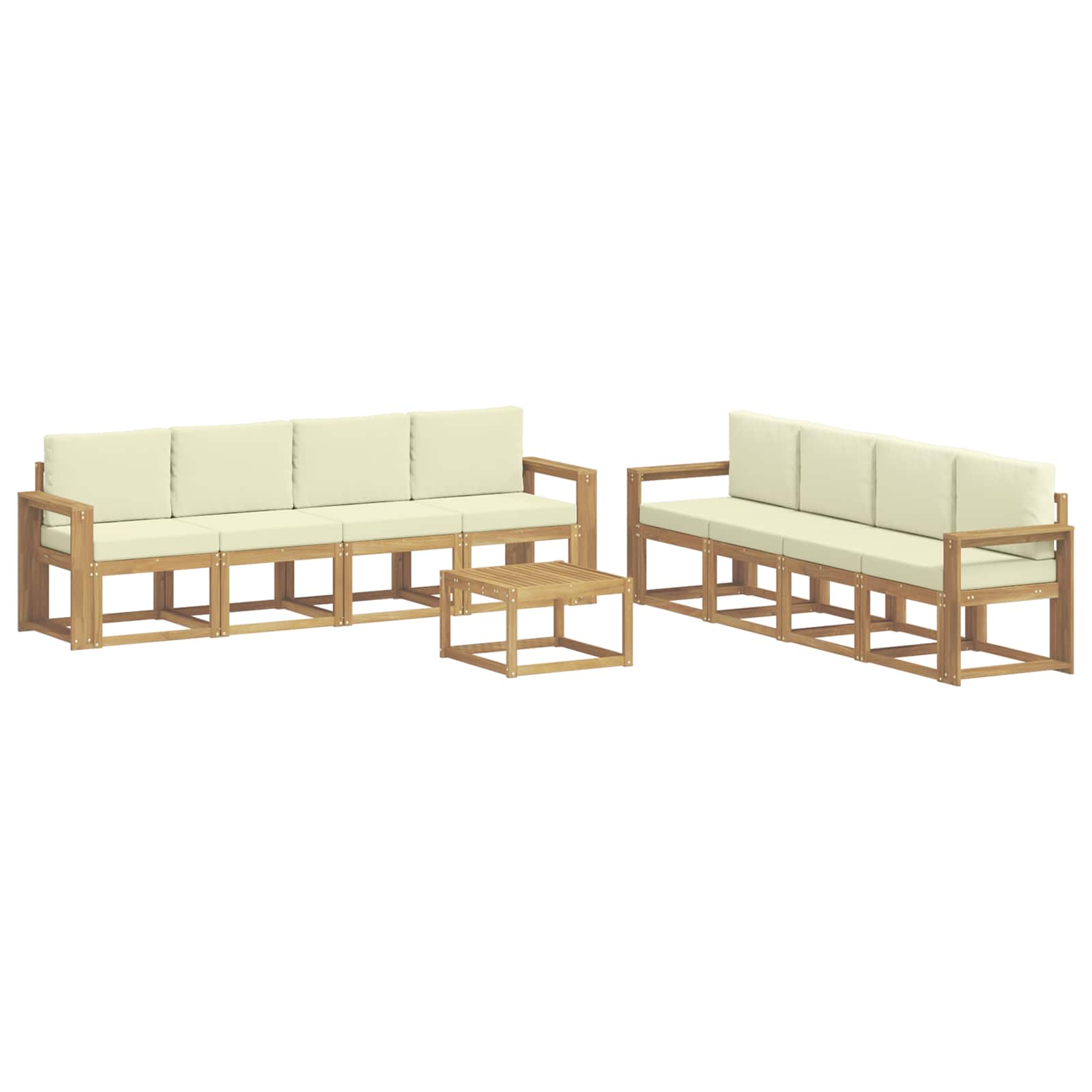 Outdoor-Sofagarnitur mit Kissen 9 pcs Weiß und Creme