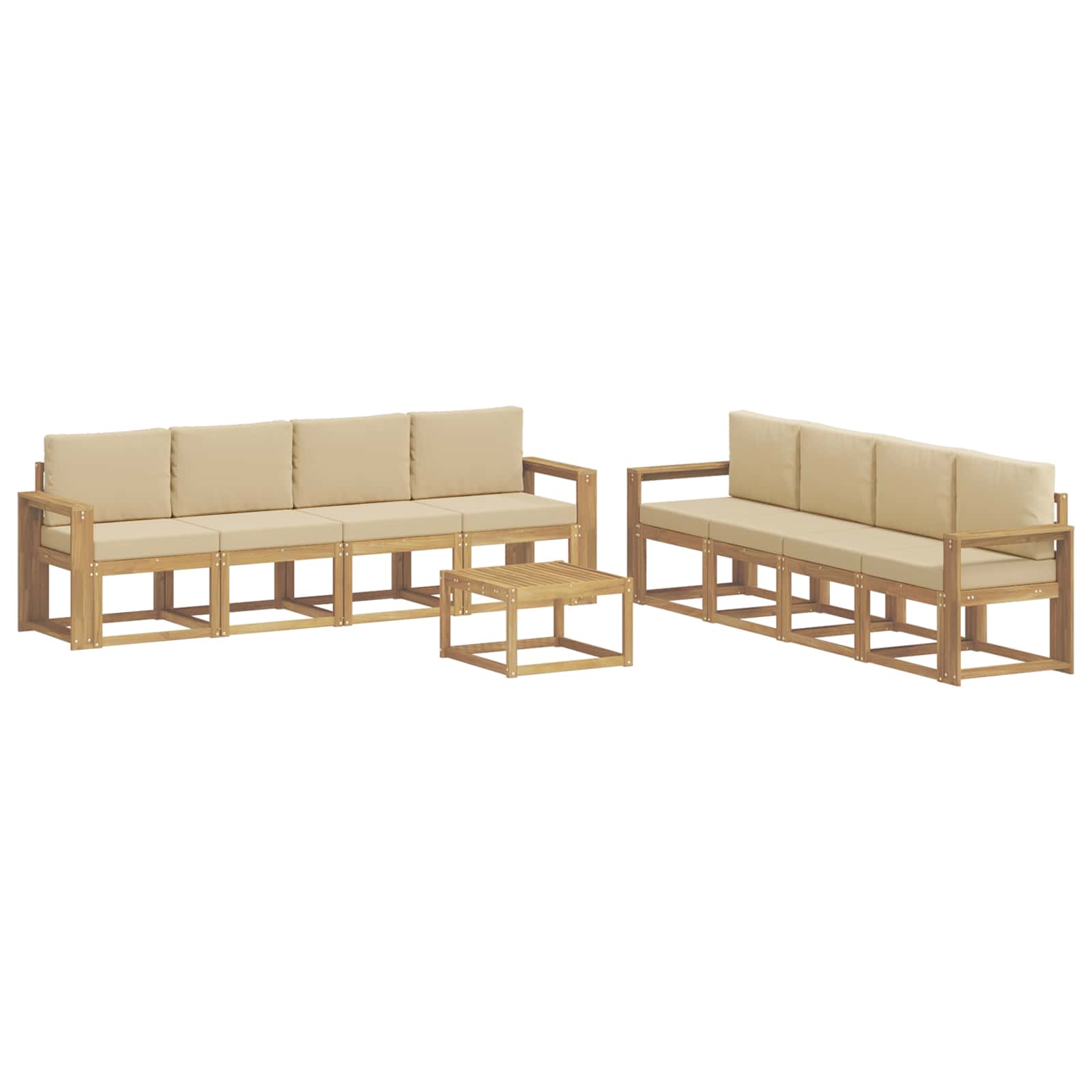 Outdoor-Sofagarnitur mit Kissen 9 pcs Weiß und Beige